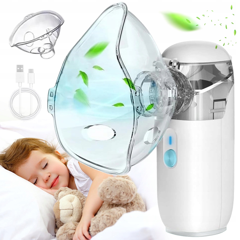 BIAŁY INHALATOR NEBULIZATOR DLA DZIECI I DOROSŁYCH, INHALATOR NEBULIZATOR