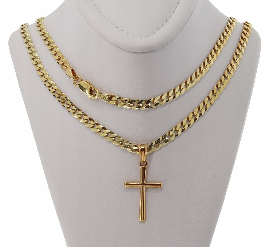 ZŁOTY PEŁNY ŁAŃCUSZEK MĘSKI PANCERKA Z KRZYŻYKIEM PR. 925 585 GRAWER GRATIS EAN (GTIN) 5906358314101