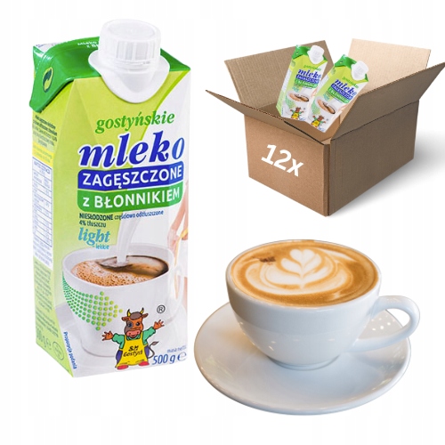 Levně 12 x Zahuštěné mléko neslazené light s vlákninou Sm Gostyń 500 ml do kávy