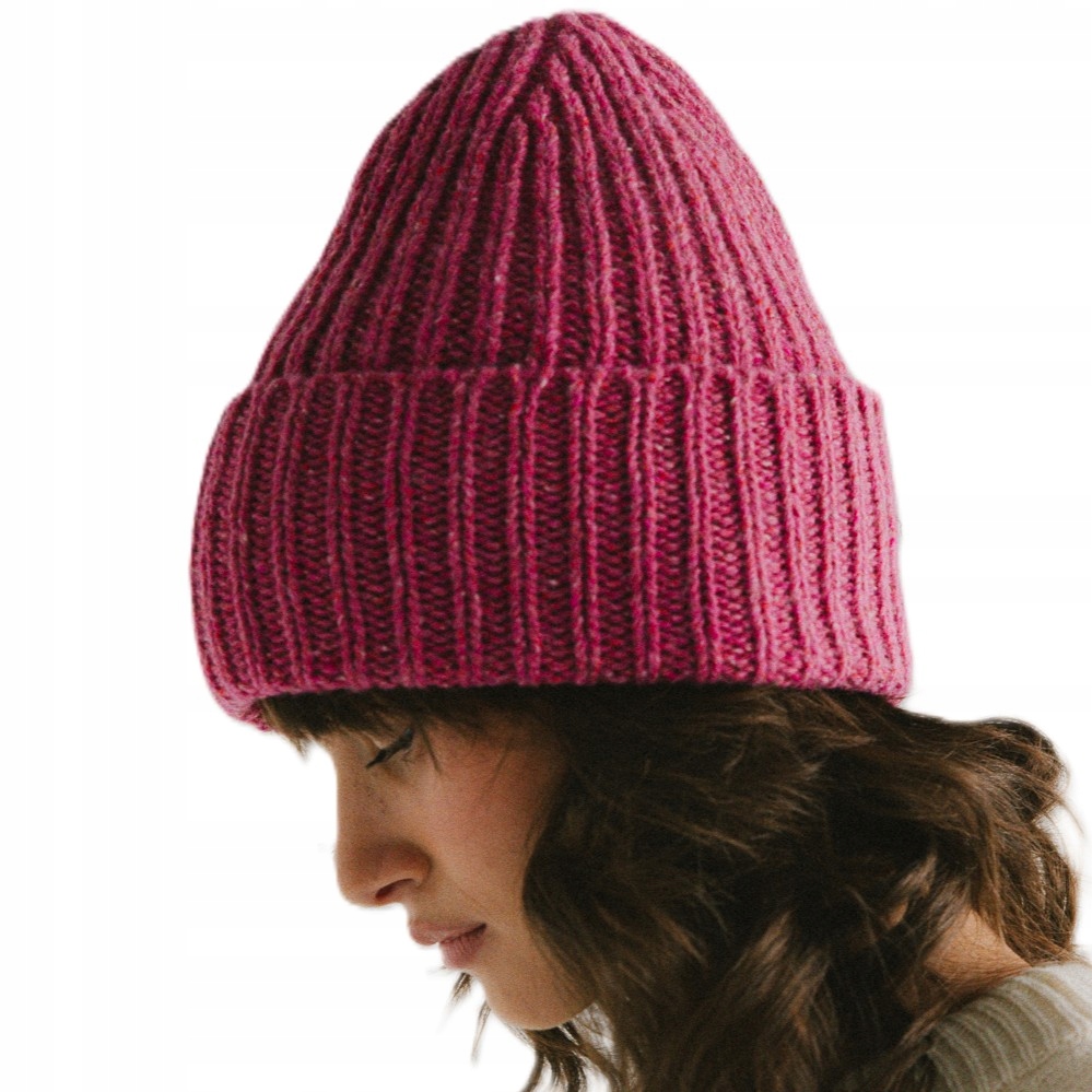 Módní lehká Růžová Vlněná čepice s Hedvábím Gheppio Loman Polska