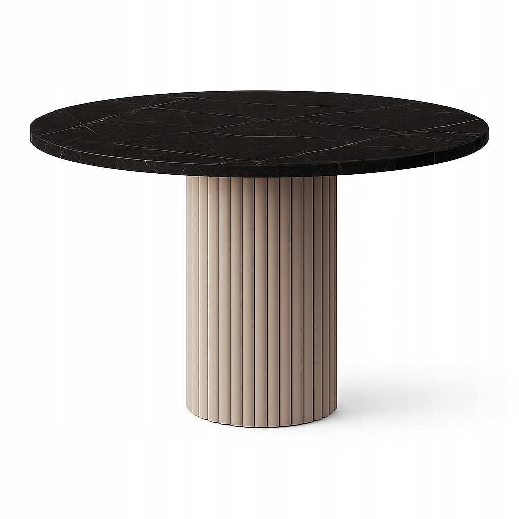 Kulatý stůl na kovových nohách, stůl Mramor Černý 110 cm, Loftový stůl