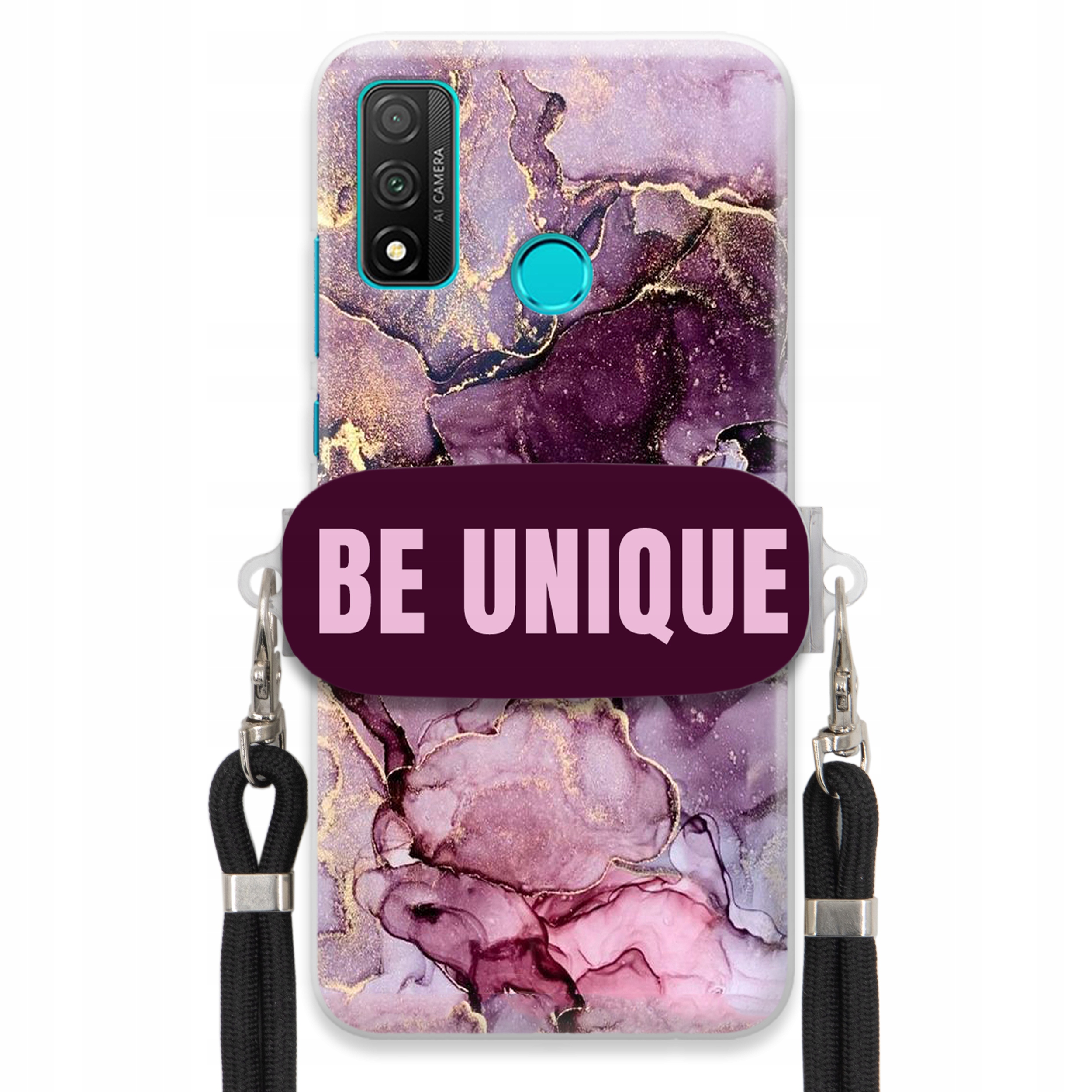 Puzdro pre Huawei P Smart 2020 Case držiak na šnúrku Čierny fialový mramor