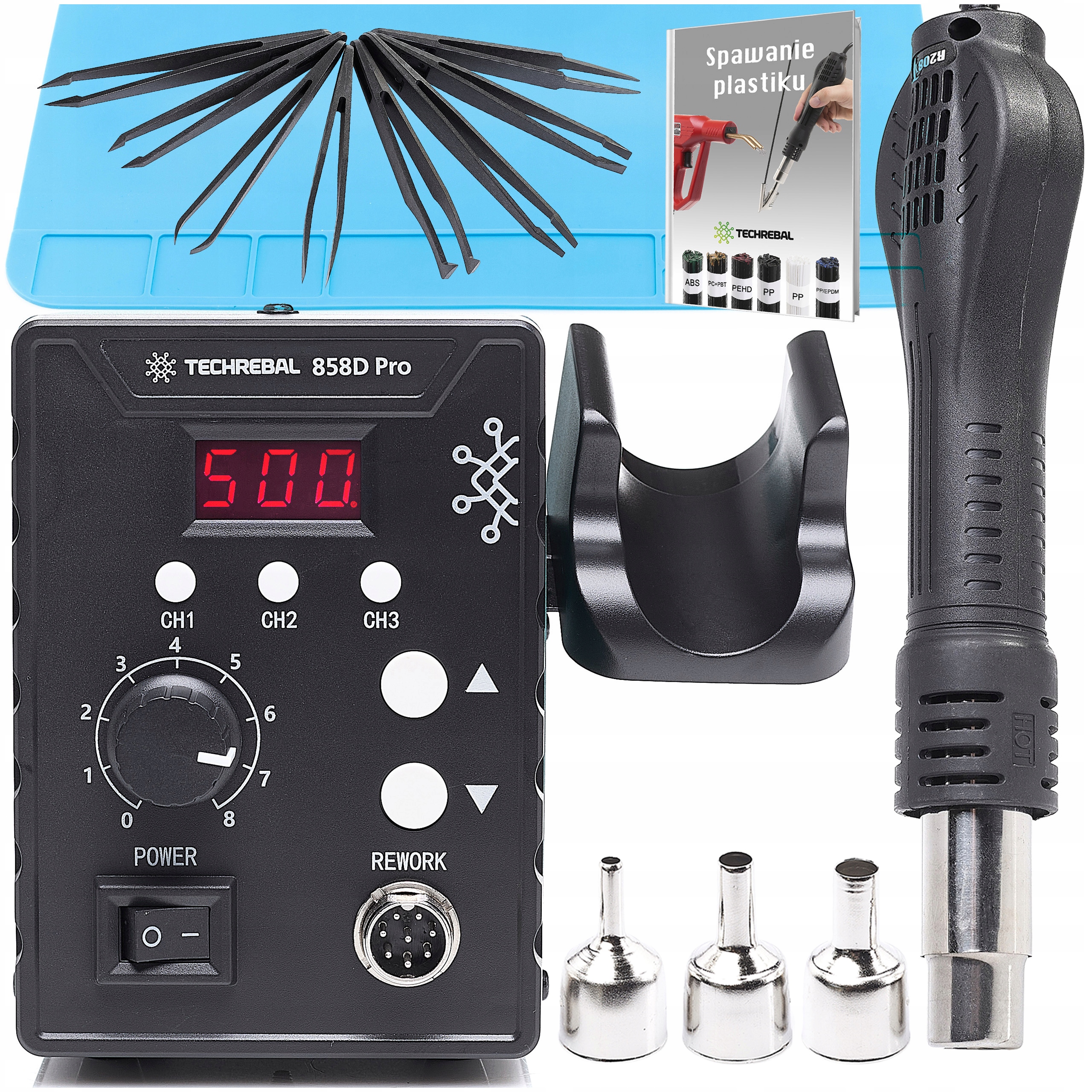 Pájecí Stanice Techrebal 858D Horký Vzduch Hot Air Sada Akcseoria