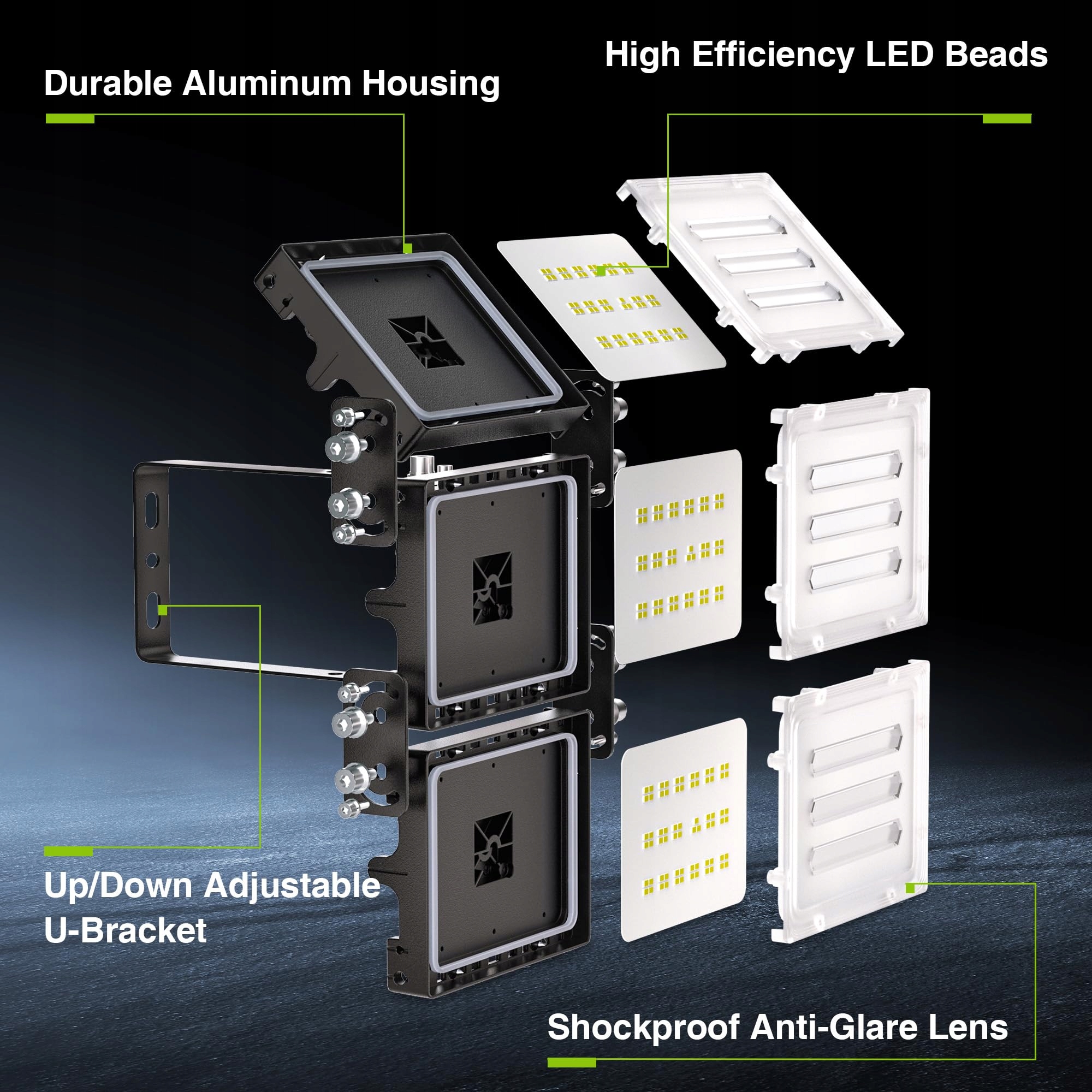 Naświetlacz LED 150W 15000lm IP66 Wodoodporny 6000K Mocny STASUN — miniatura 3