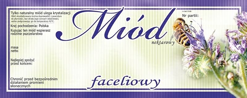 

Etykiety na Miód Faceliowy (100szt) wzór E140