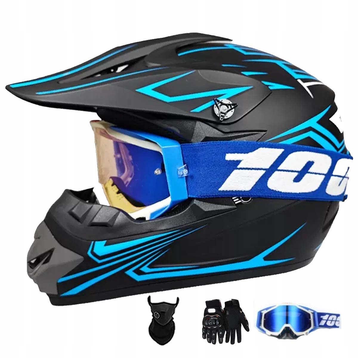 Motocyklová Přilba Crossová Lehká Enduro Quada Brýle Rukavice Maska L