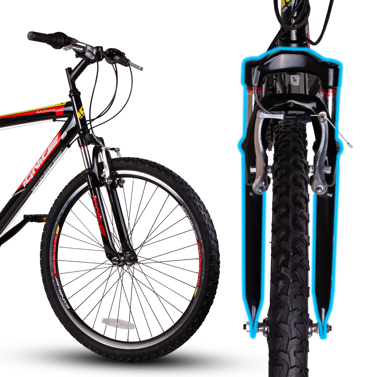 MOUNTAIN BIKE 26'' MTB CADRE 18'' SHIMANO LIGHT Pedale platformă