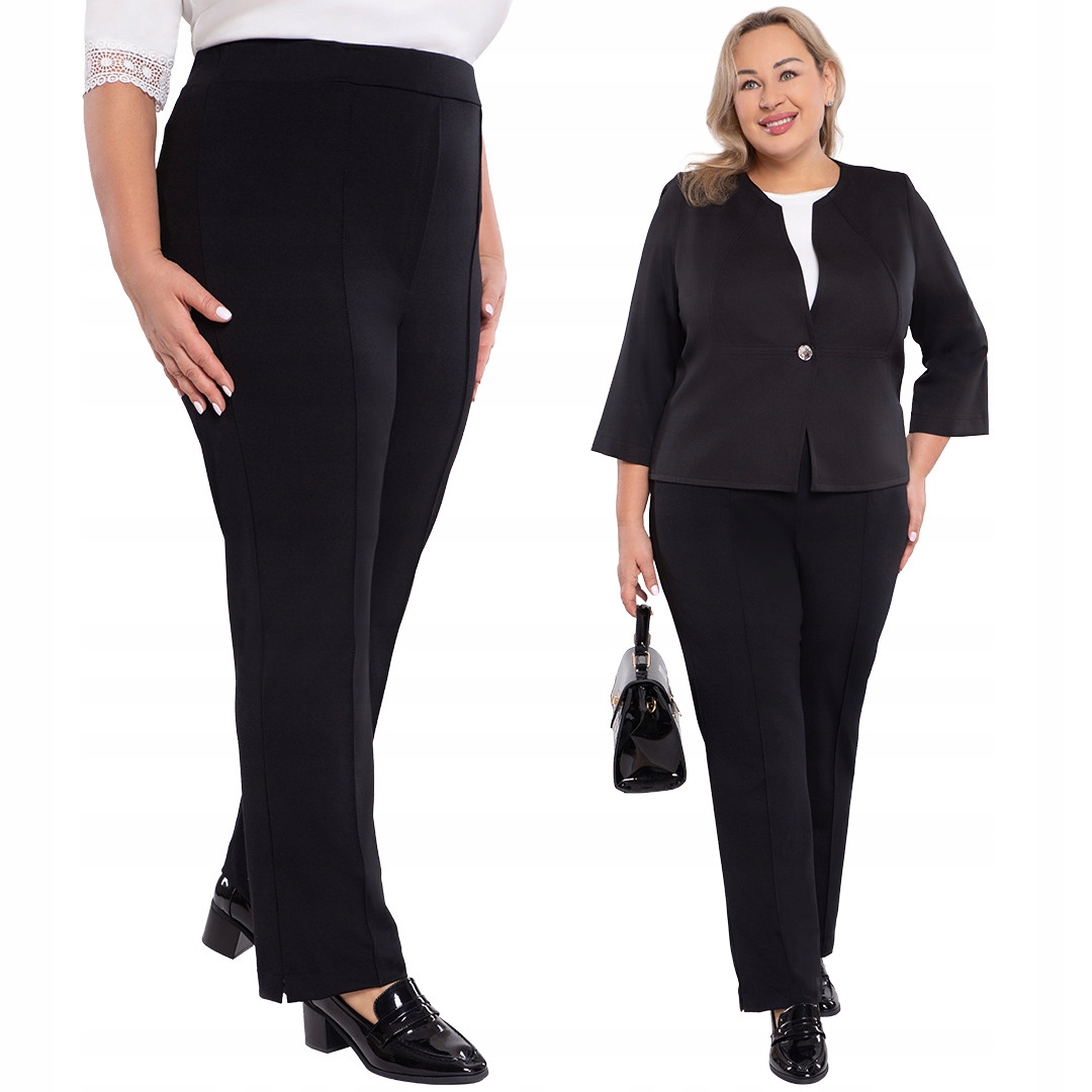 Jednoduché černé hladké kalhoty 54