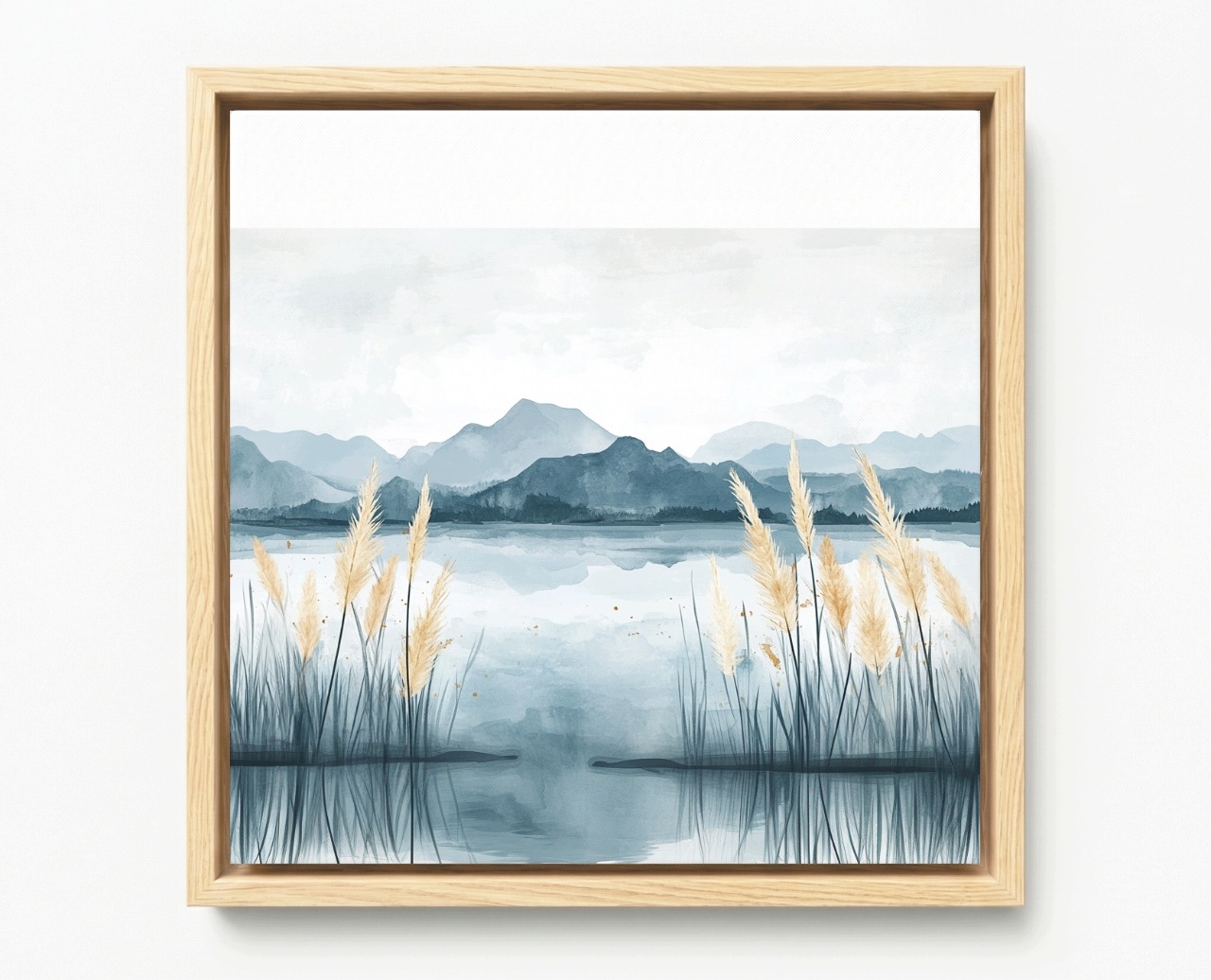 Obraz Rám Americký Box Krajina Příroda Krajina Hory Jezero Třtina 60x60