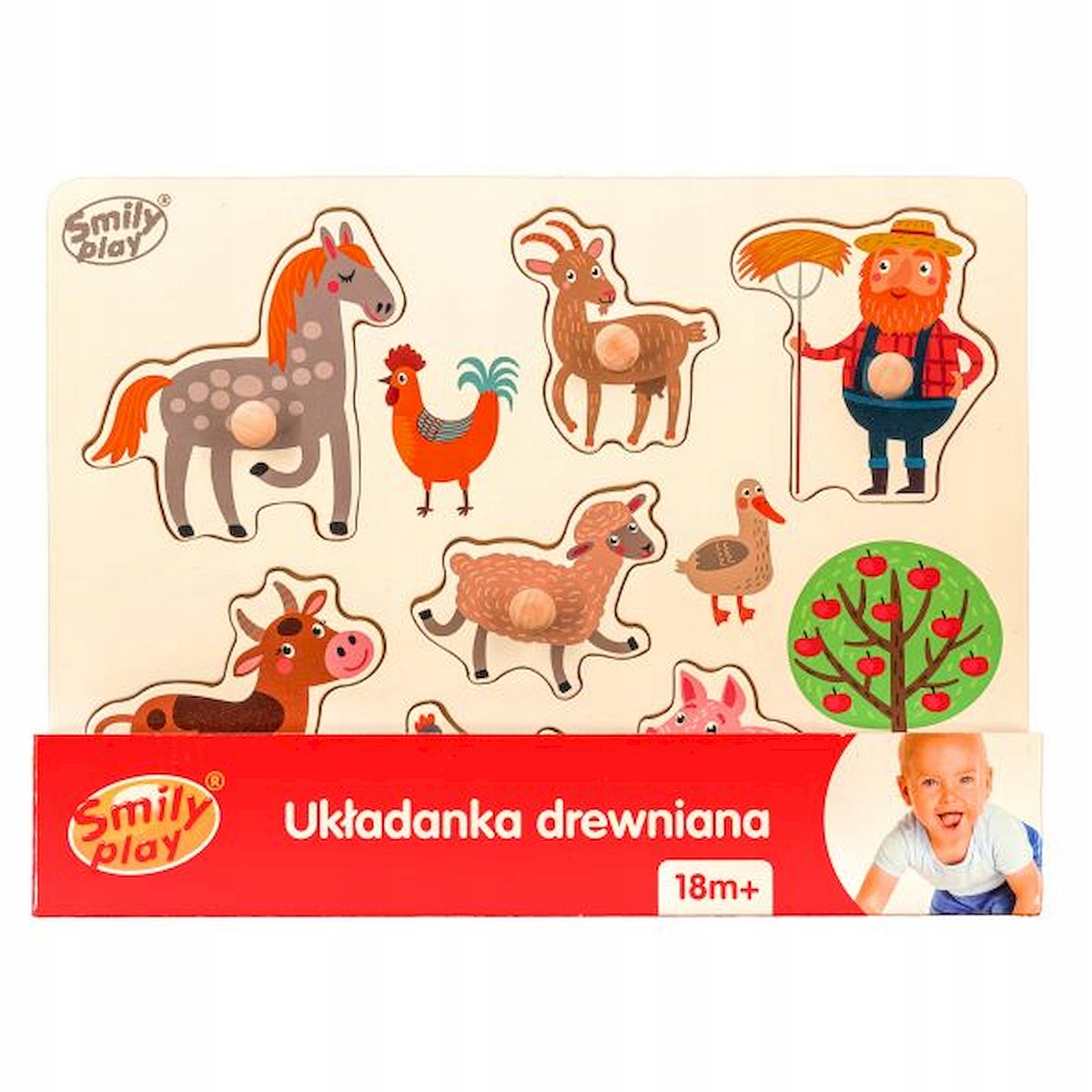 

Układanka Drewniana Z Uchwytami Farma Smily Play