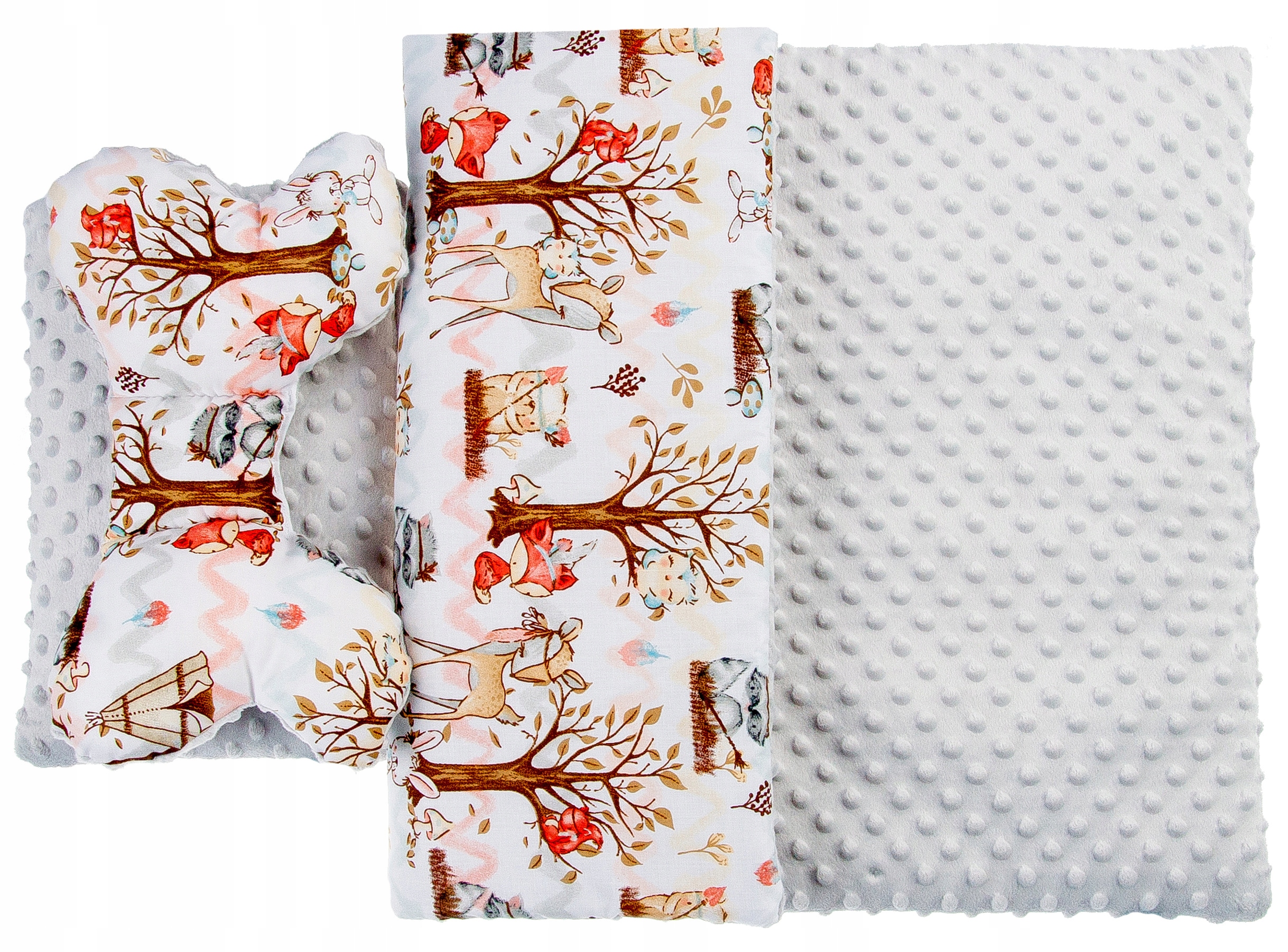 KOMPLET 3CZ. DO WÓZKA KOCYK PODUSZKA MOTYLEK MINKY