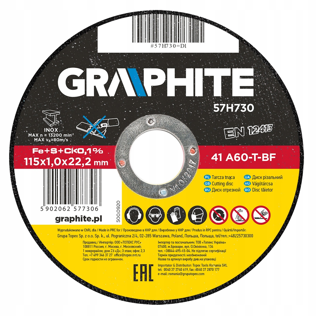 

Graphite Tarcza Tarcze Do Cięcia Metalu 115mm Inox