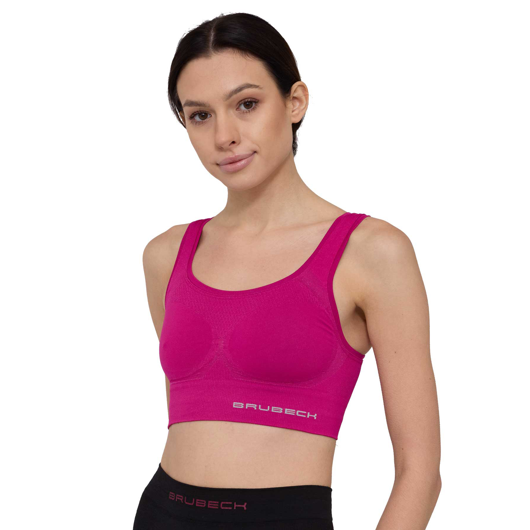 Stanik Sportowy Brubeck Crop Top Gym Fuksjowy L