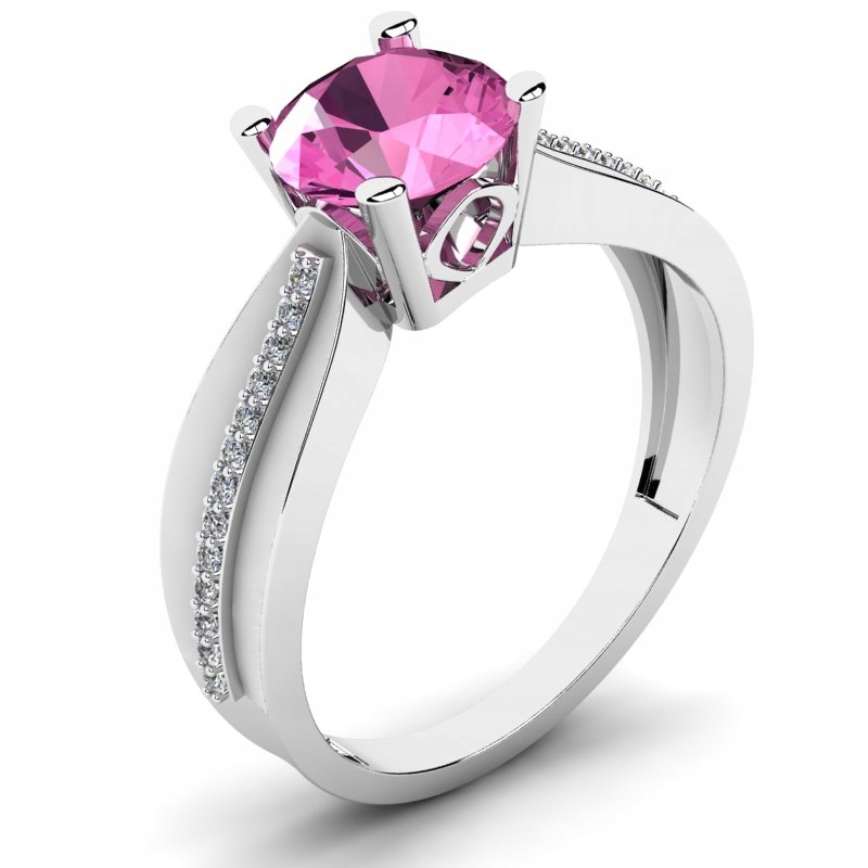 

Pierścionek Z Białego Złota Z Różową Cyrkonią