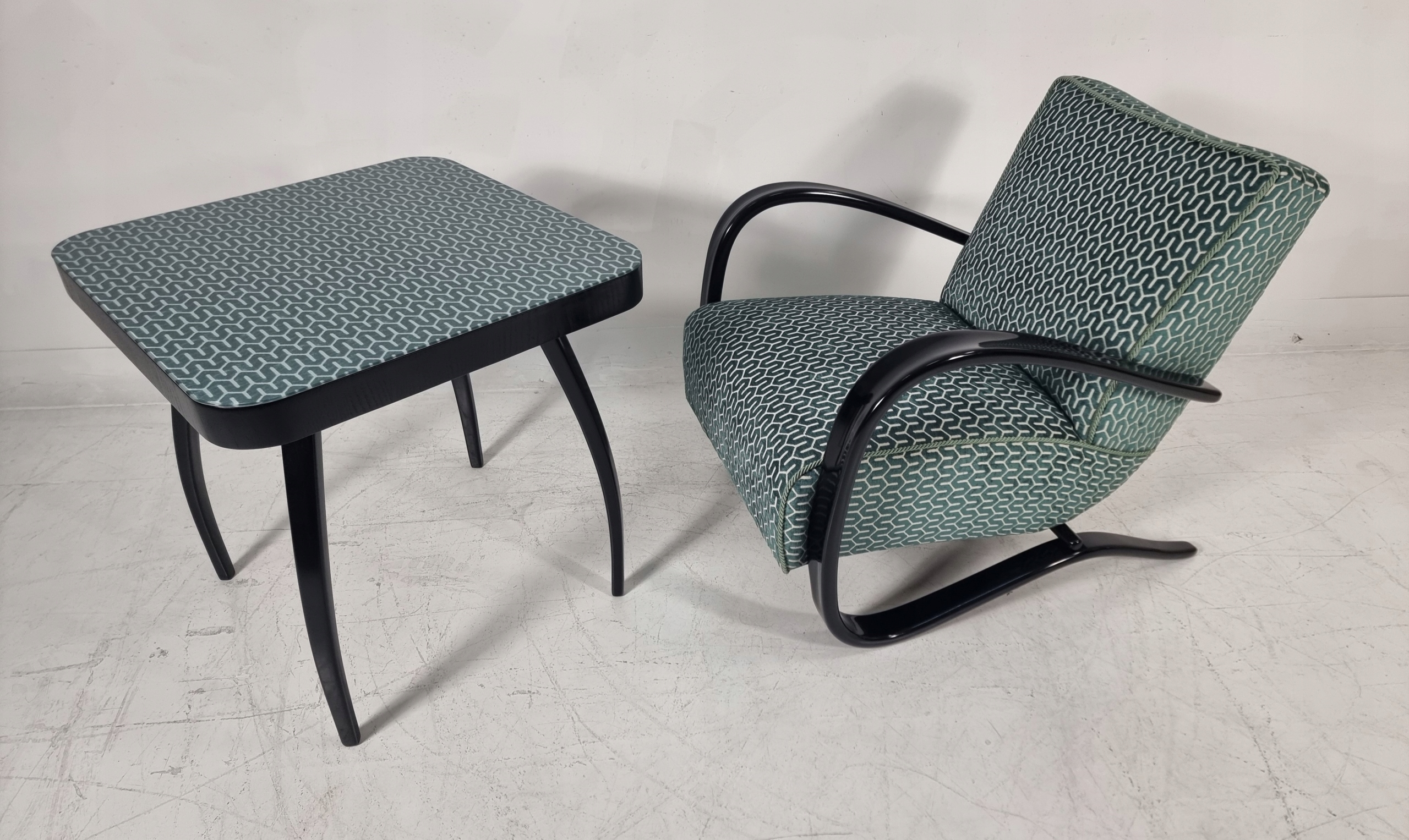 FOTEL ART DECO + STOLIK - J.HALABALA