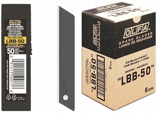 Olfa Ostrza Segmentowe Czarne Do Noży Nożyków Ostre 10 x LBB-50 18mm