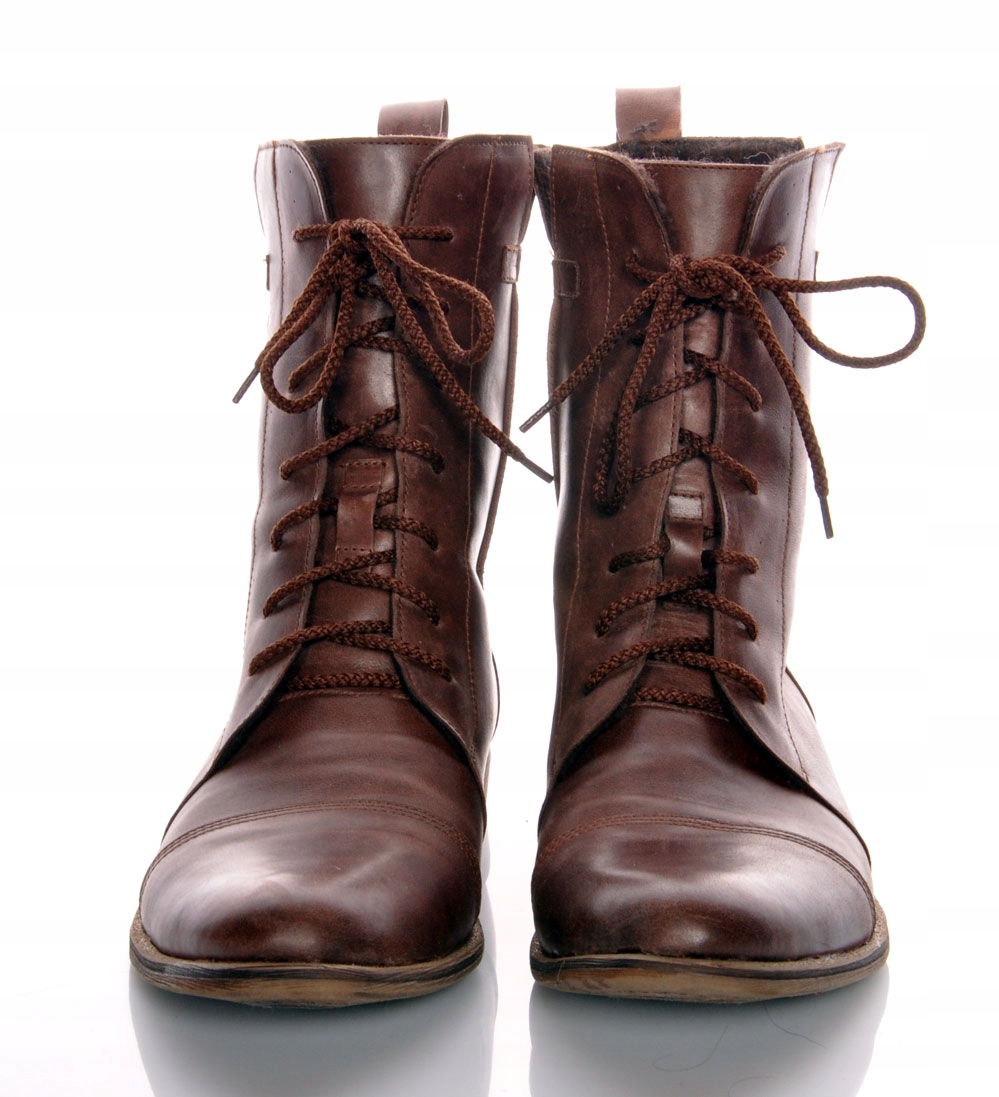 BUTY BULLET za kostką WYWIJANE brąz SKÓRA SZTYBLETY trzewiki CASUAL MEN 41 Materiał zewnętrzny skóra naturalna