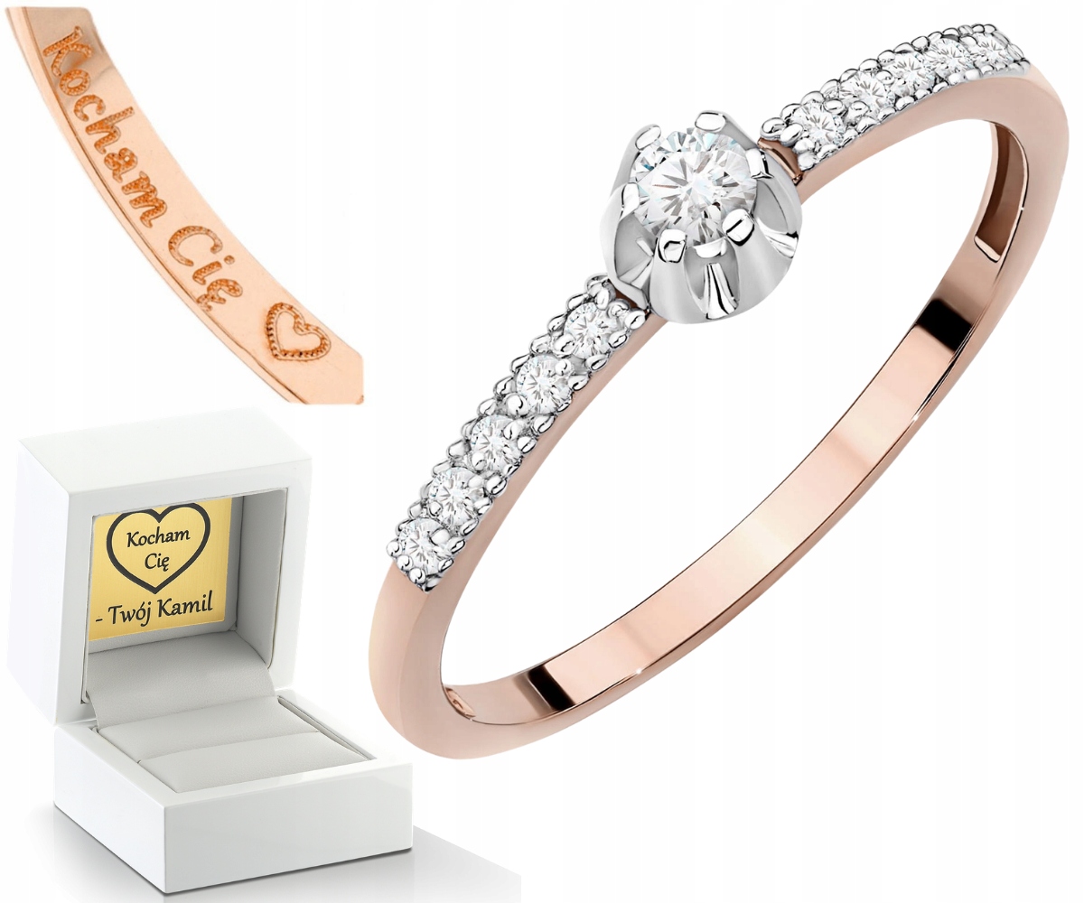 Růžové Zlato Prstýnek S Diamanty Zlato 585