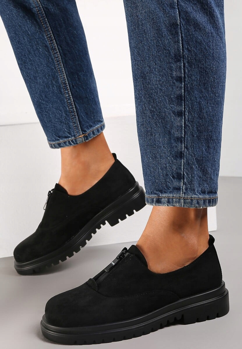 czarne półbuty zamsz mokasyny damskie r. 38 Marka bez marki