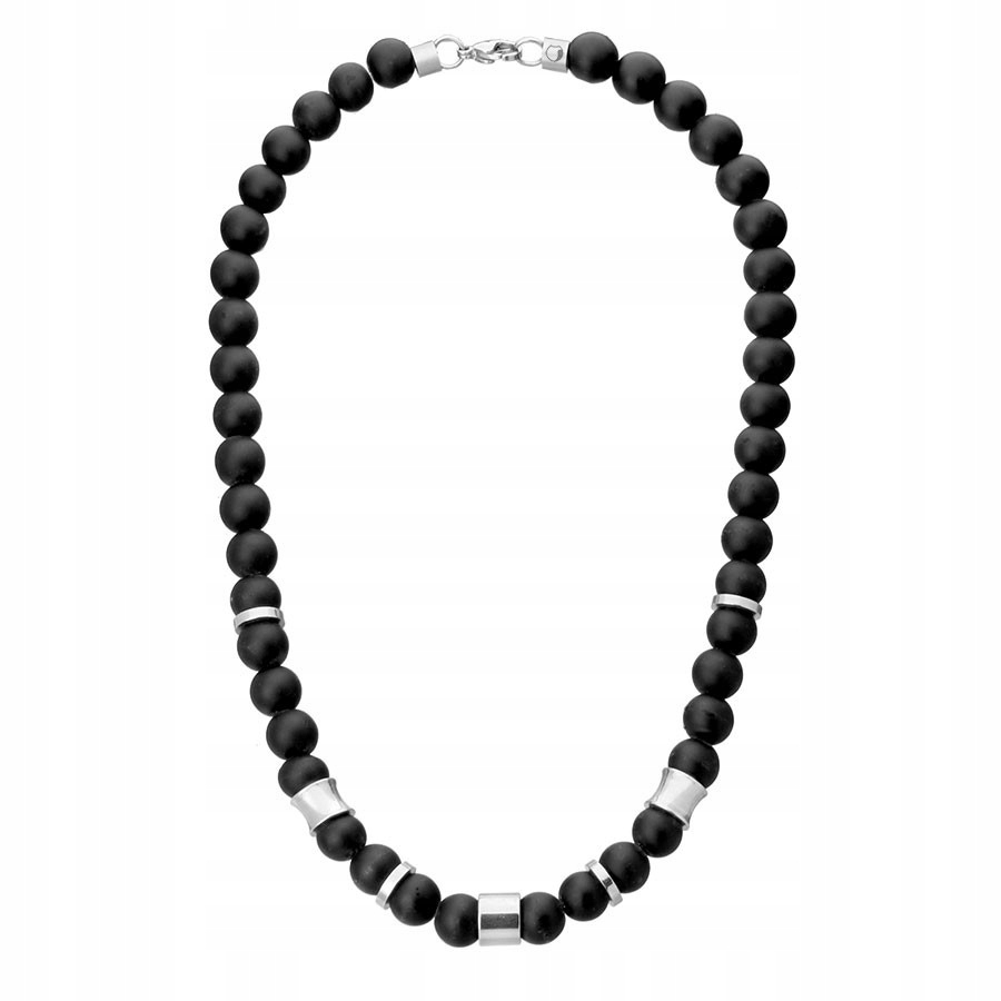 Pánský náhrdelník Manoki kuličky Onyx Ocel 316L 47 cm