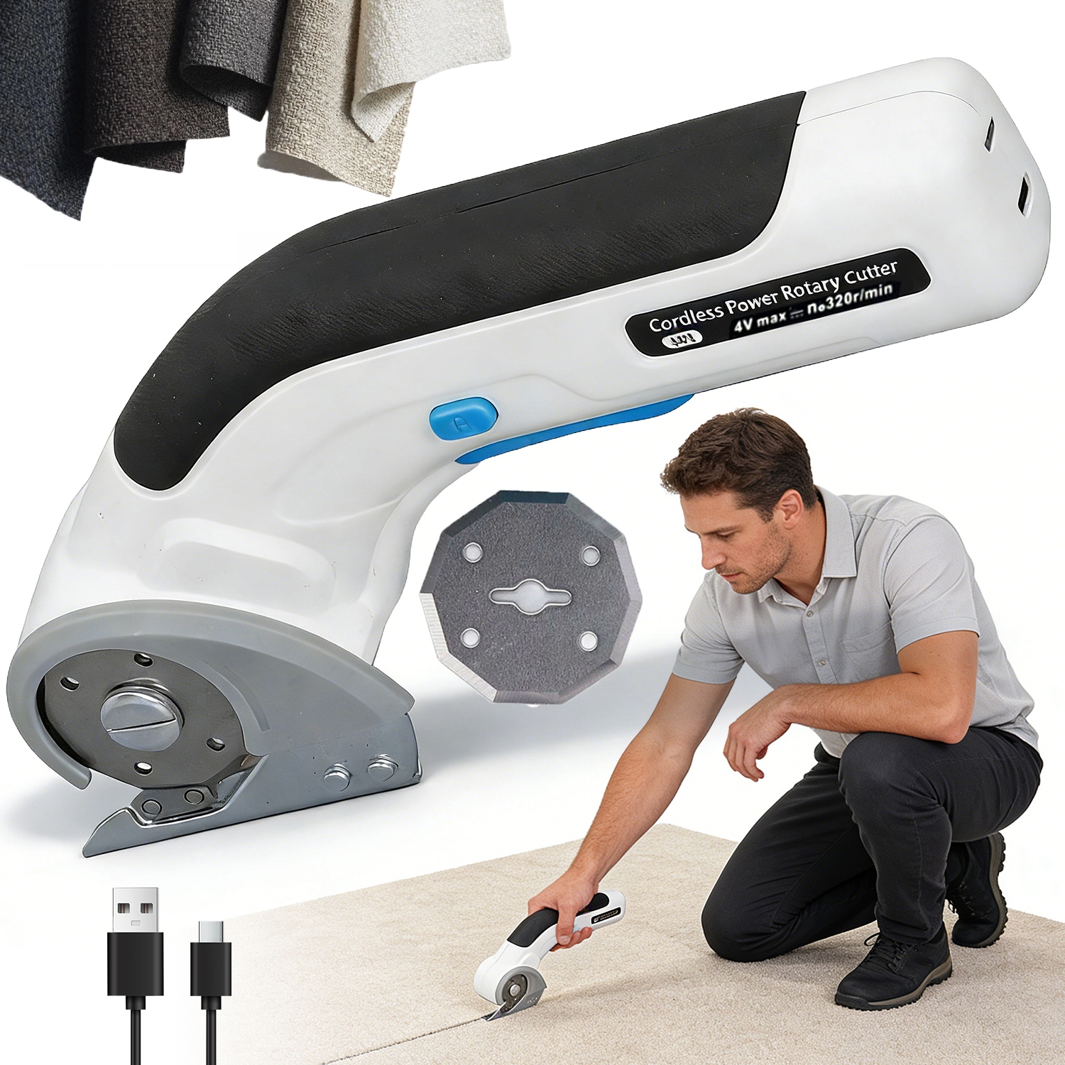 Elektrické Akumulátorové Nůžky 3.7 V Pro Stříhání Kůže A Tkanin – Lehké