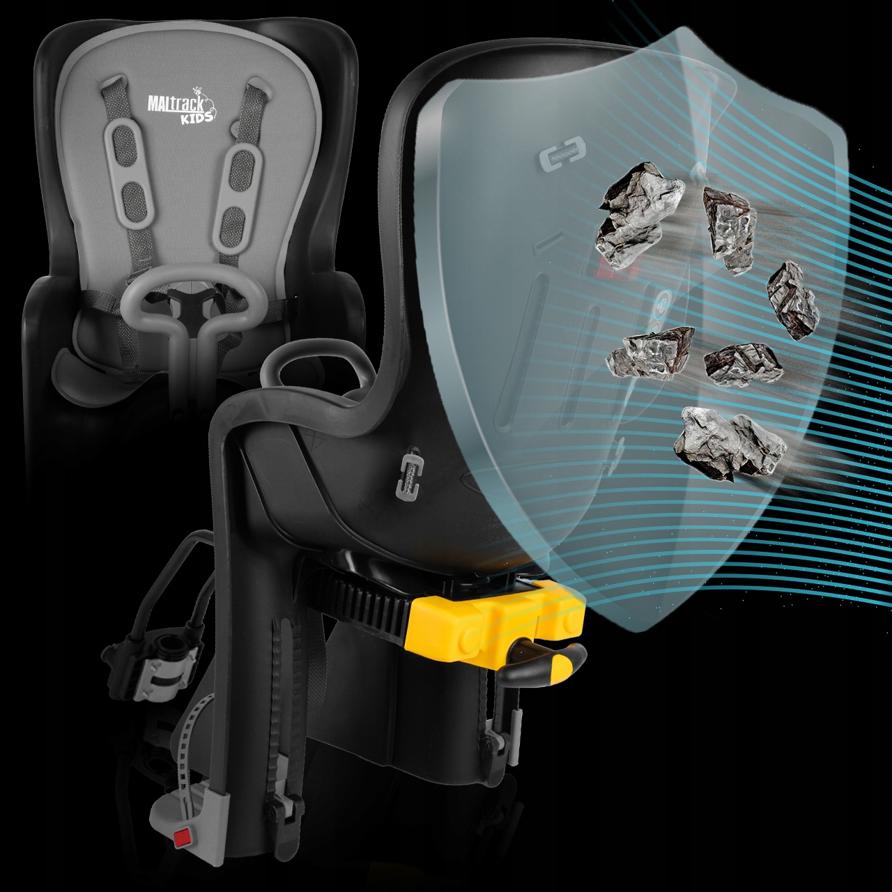 FOTELIK ROWEROWY REGULOWANY DLA DZIECKA NA ROWER RAMĘ BAGAŻNIK DO 22KG Model MalPlay