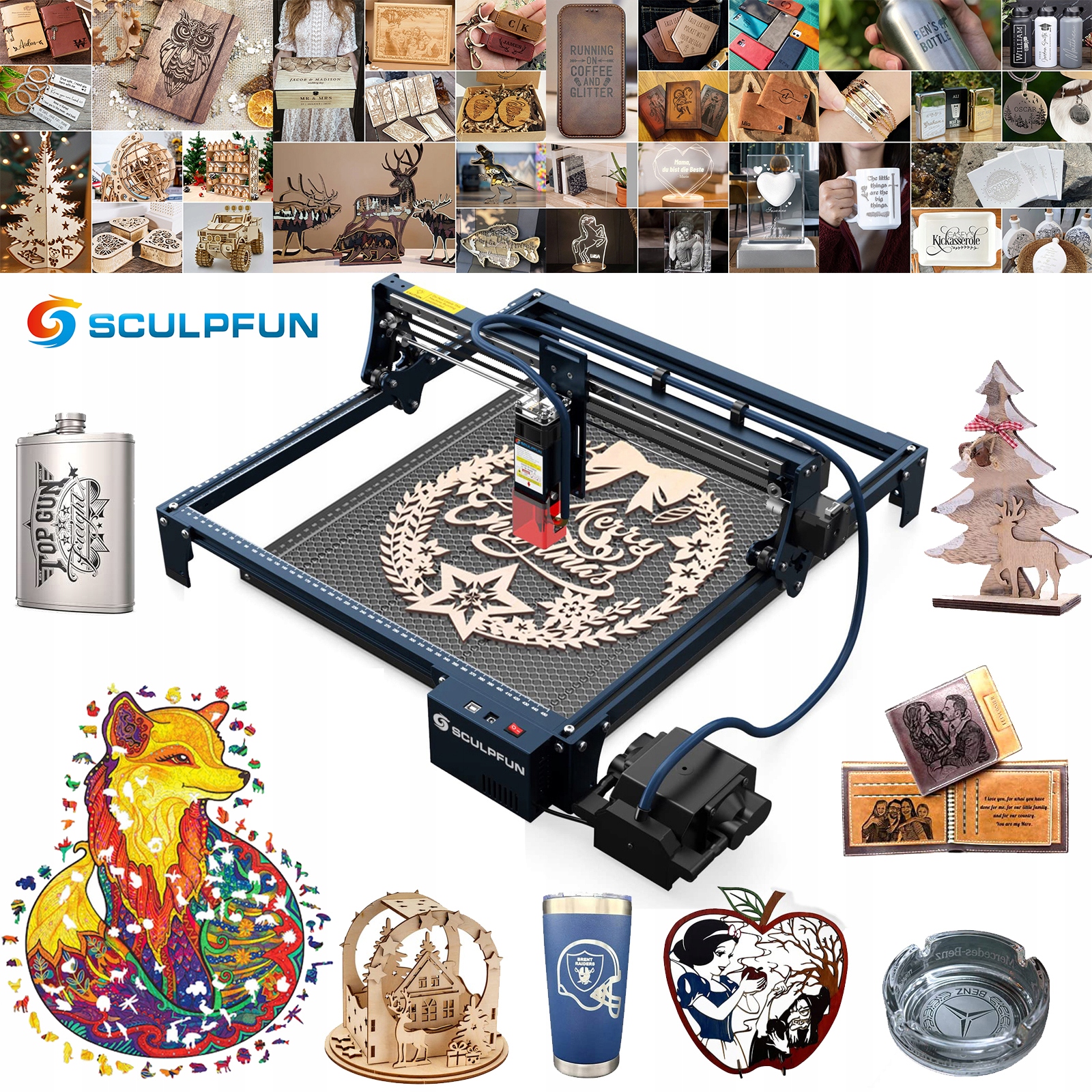 Laserové gravírování Sculpfun S30 s XL Pad vzduchovou pumpou