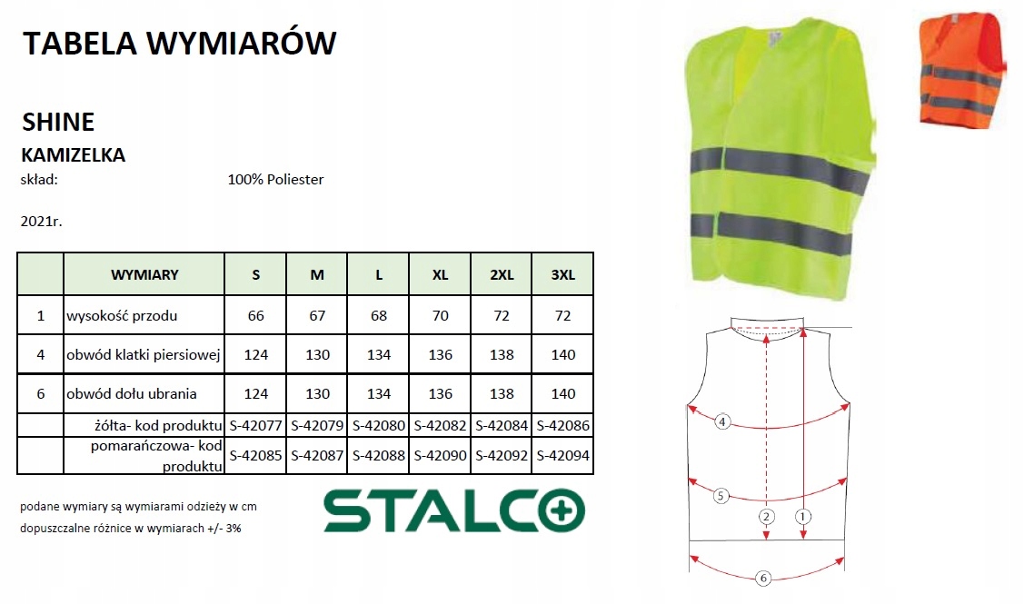 STALCO KAMIZELKA ODBLASKOWA SHINE ŻÓŁTA XXL Marka Stalco