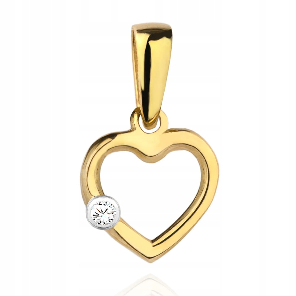 Jemný zlatý přívěsek 585 srdíčko se zirkonem na boku přívěsek dárek