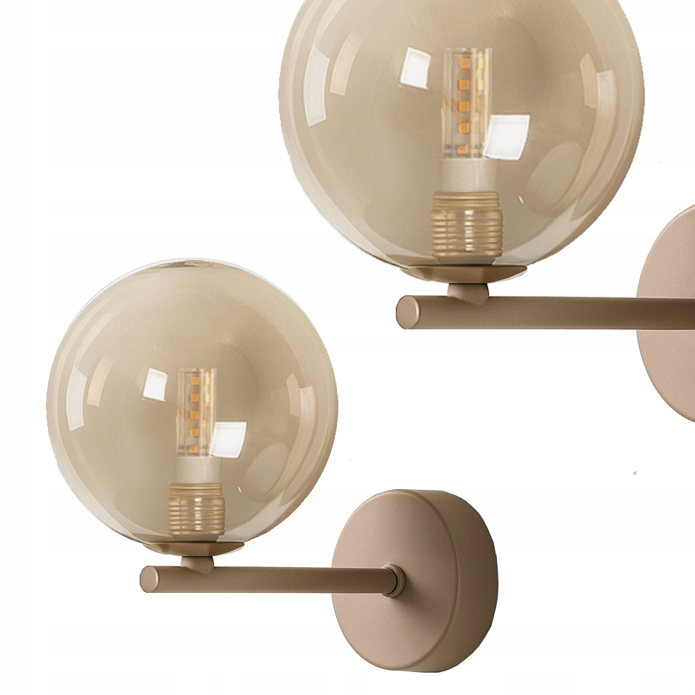 Kinkiet Lemo do przedpokoju koło lustra szklany bursztynowy klosz 1xG9 Kaja