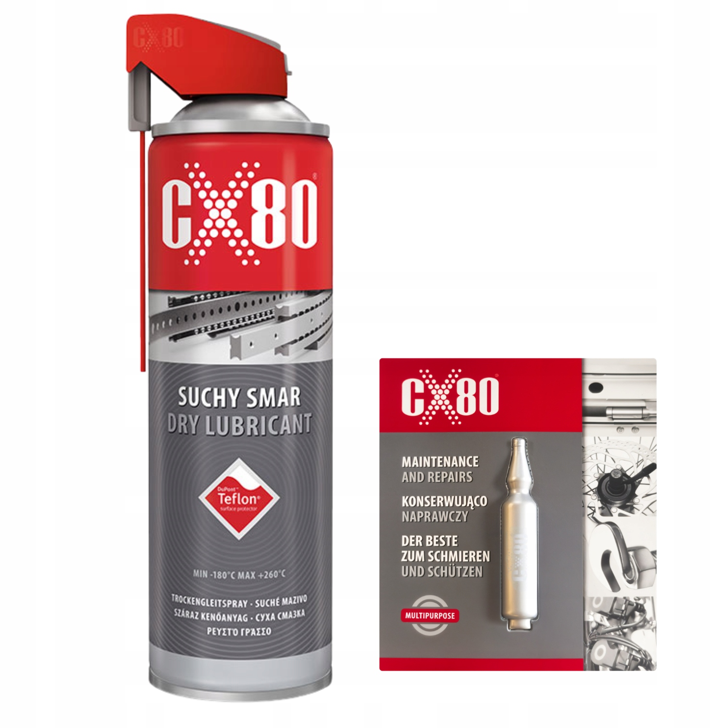 CX80 Duospray Suchy smar teflonowy do łańcucha zamków 500ml