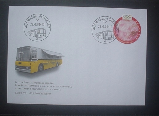 FDC Mi 1737 SZWAJCARIA AUTOBUS POCZTOWY SPORT