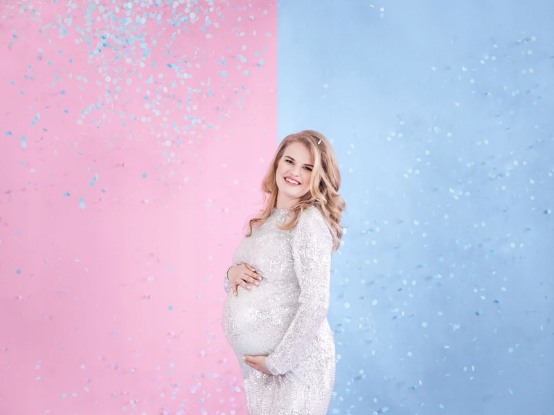 TUBA STRZELAJĄCA KONFETTI NIEBIESKIE NA ROCZEK CHŁOPCA GENDER REVEAL 60 CM Odcień błękitny