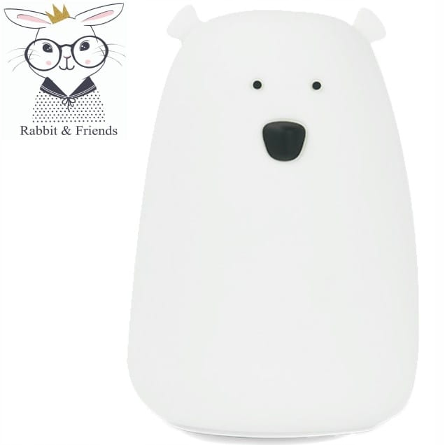 Lampka Silikonowa Miś Duży Biały Rabbit andFriends Zasilanie akumulatorowe
