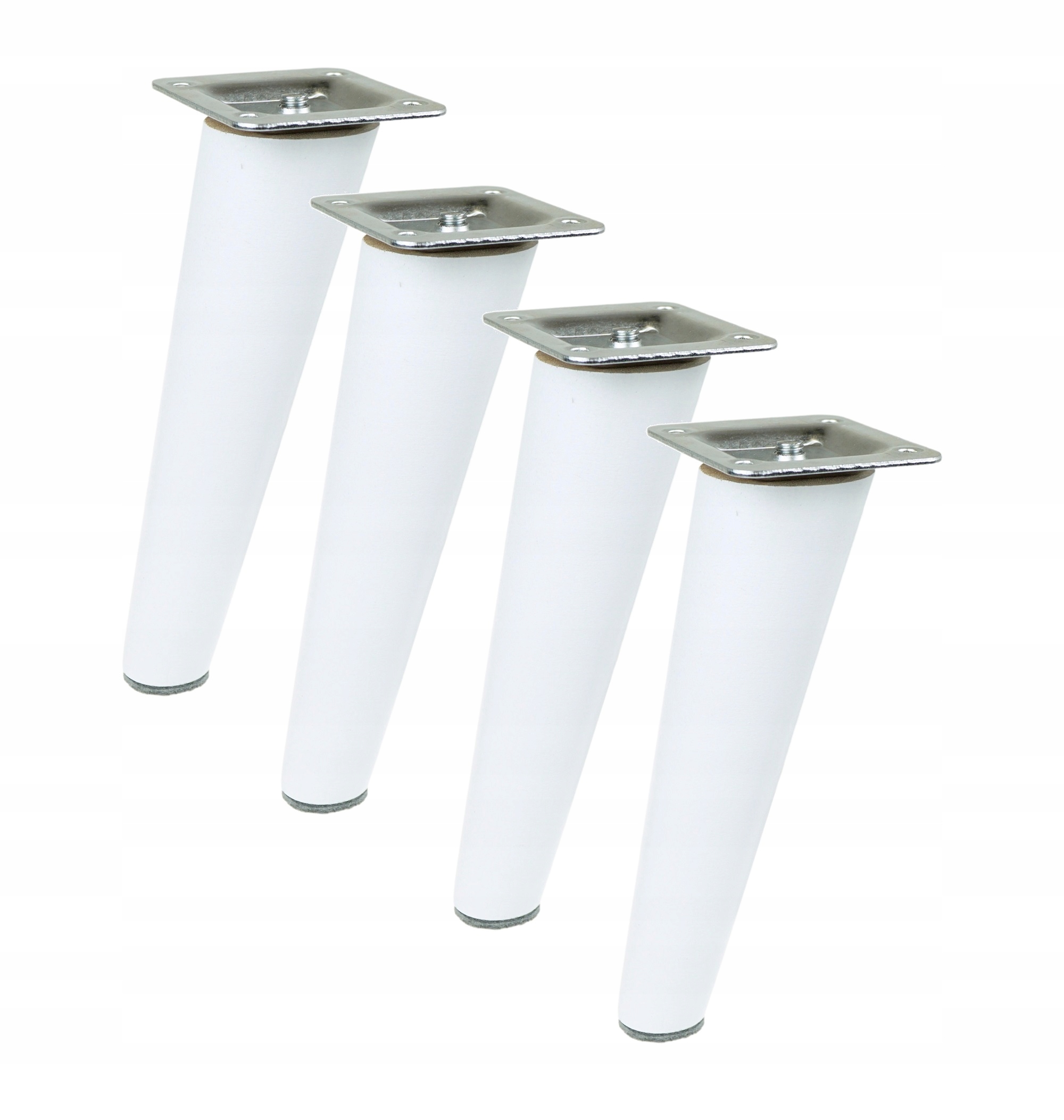 

4 x nóżki skośne 15 cm z blachą montażową białe