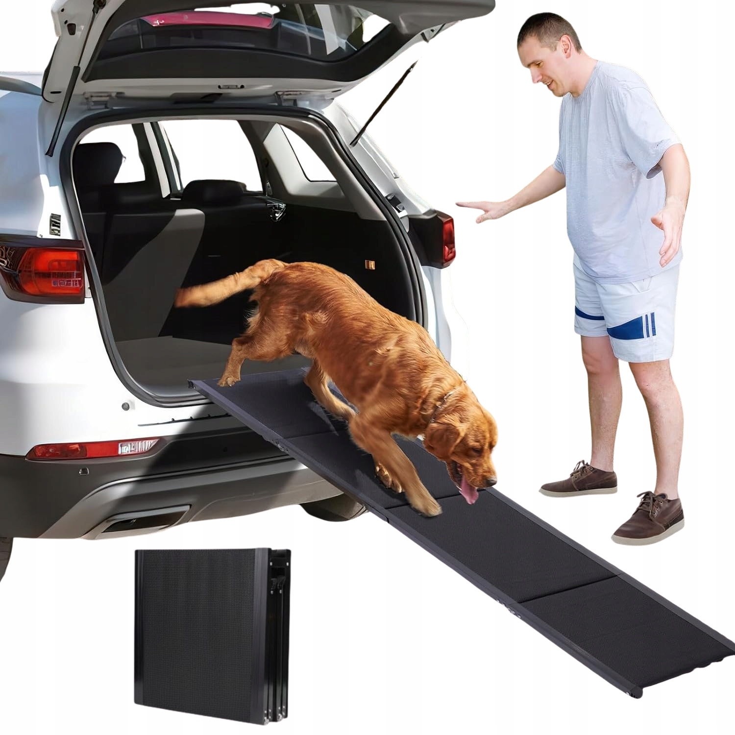 Rampa samochodowa dla psów 160cm, składana rampa antypoślizgowa 70 kg
