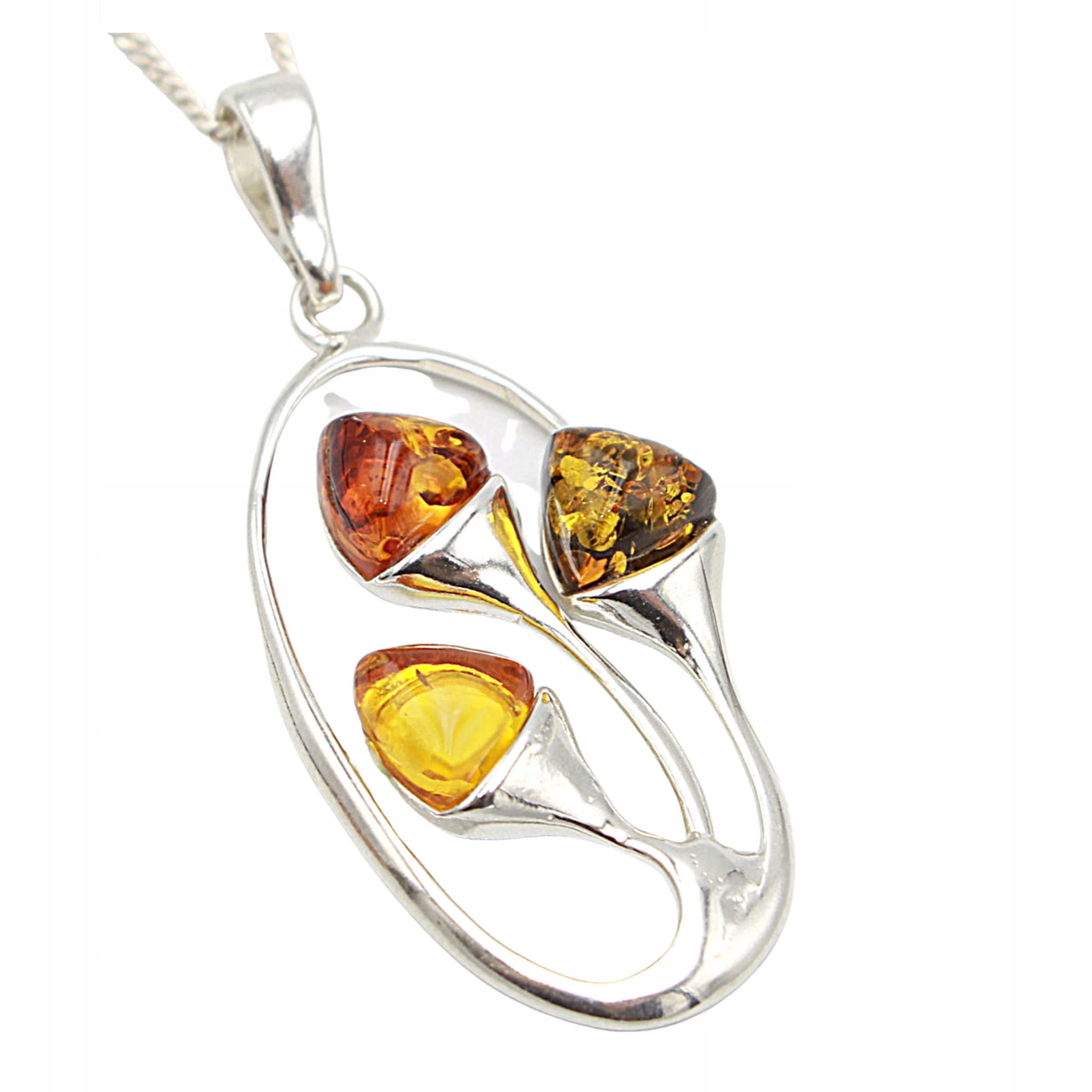 Stříbrný Přívěsek baltský jantar s jantarem Řetízek