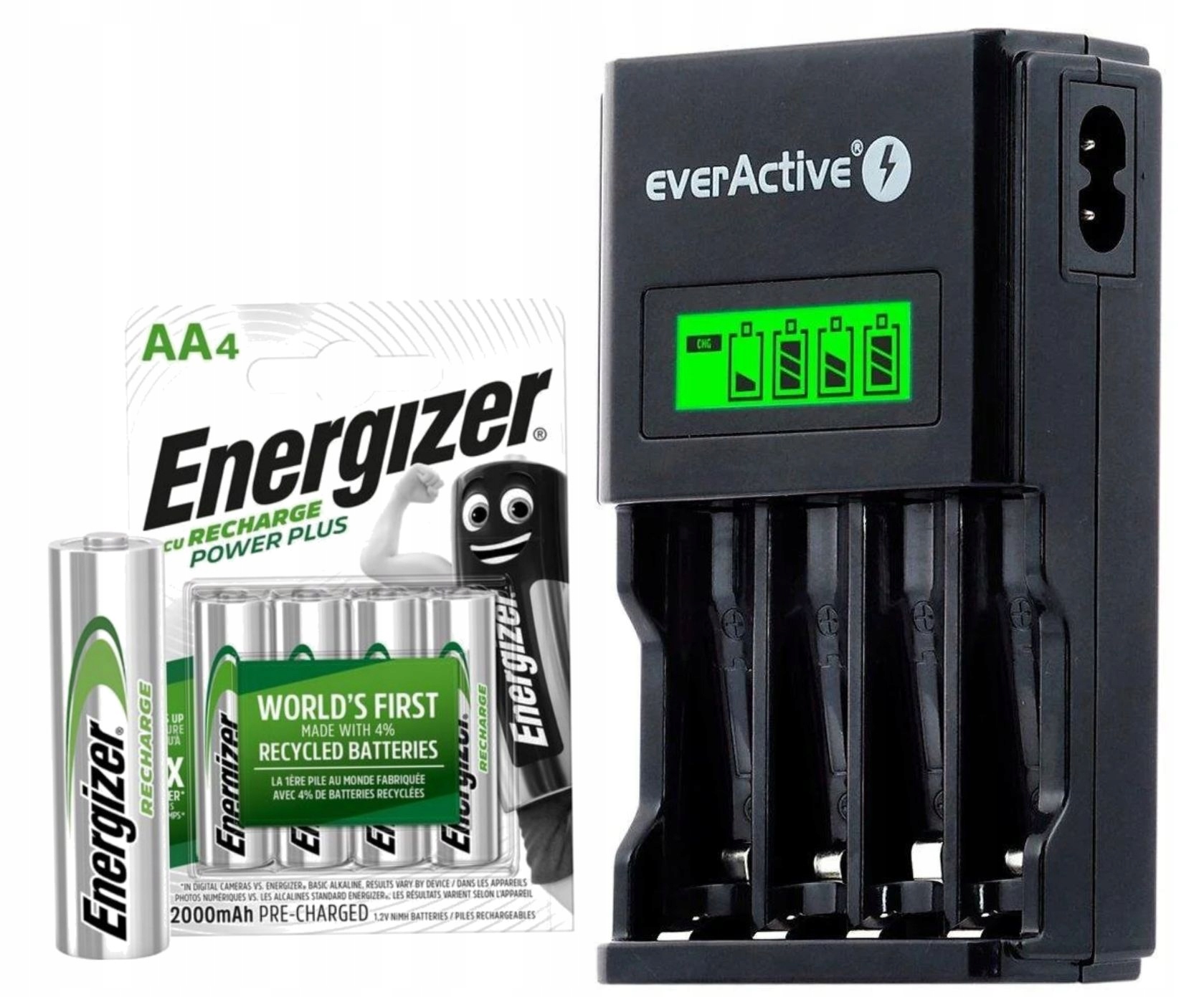 Nabíječka s LCD everActive NC-450 Black 4x Energizer 2000 mAh Aa R6