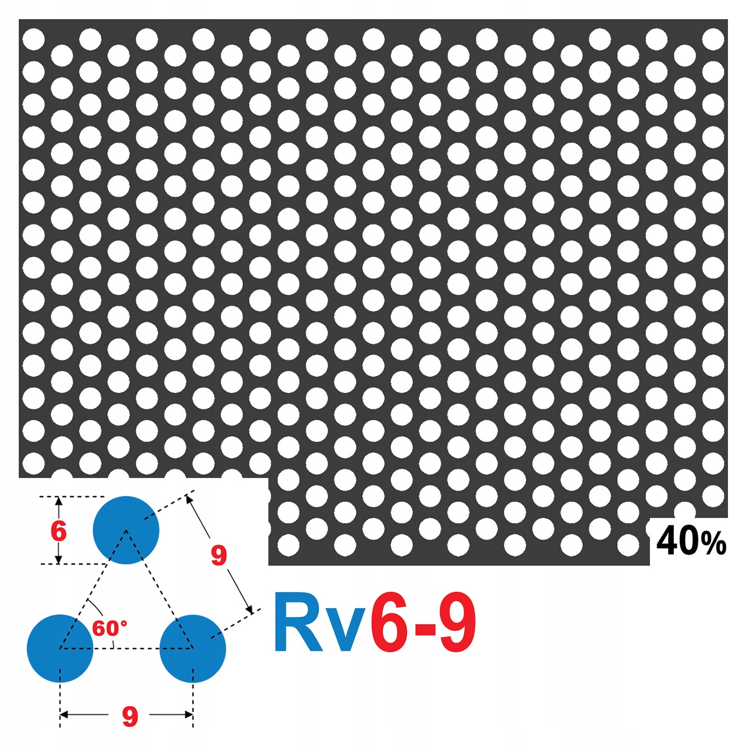 BLACHA PERFOROWANA 200 x 200 1,5 mm 6 - 9 KOŁA Kod producenta RV6915S-200x200