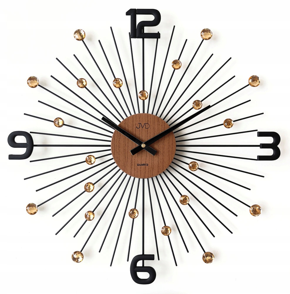 Veľké Efektné Nástenné Hodiny S Kryštálikmi Do Obývacej Izby Jvd HT117.1 49 cm