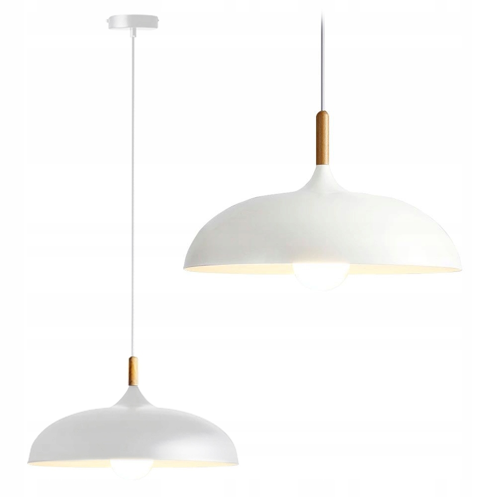 Závěsná Lampa Bílá Do Kuchyně Velká 45 cm Moderní Kulatá Anzo Závit E27