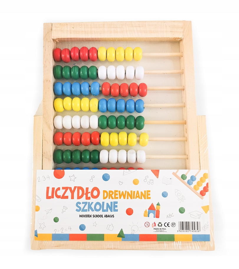 Liczydło Drewniane 10-Rzędowe Kolorowe Nauka dla Dzieci Liczenie LearnHow Marka LearnHow