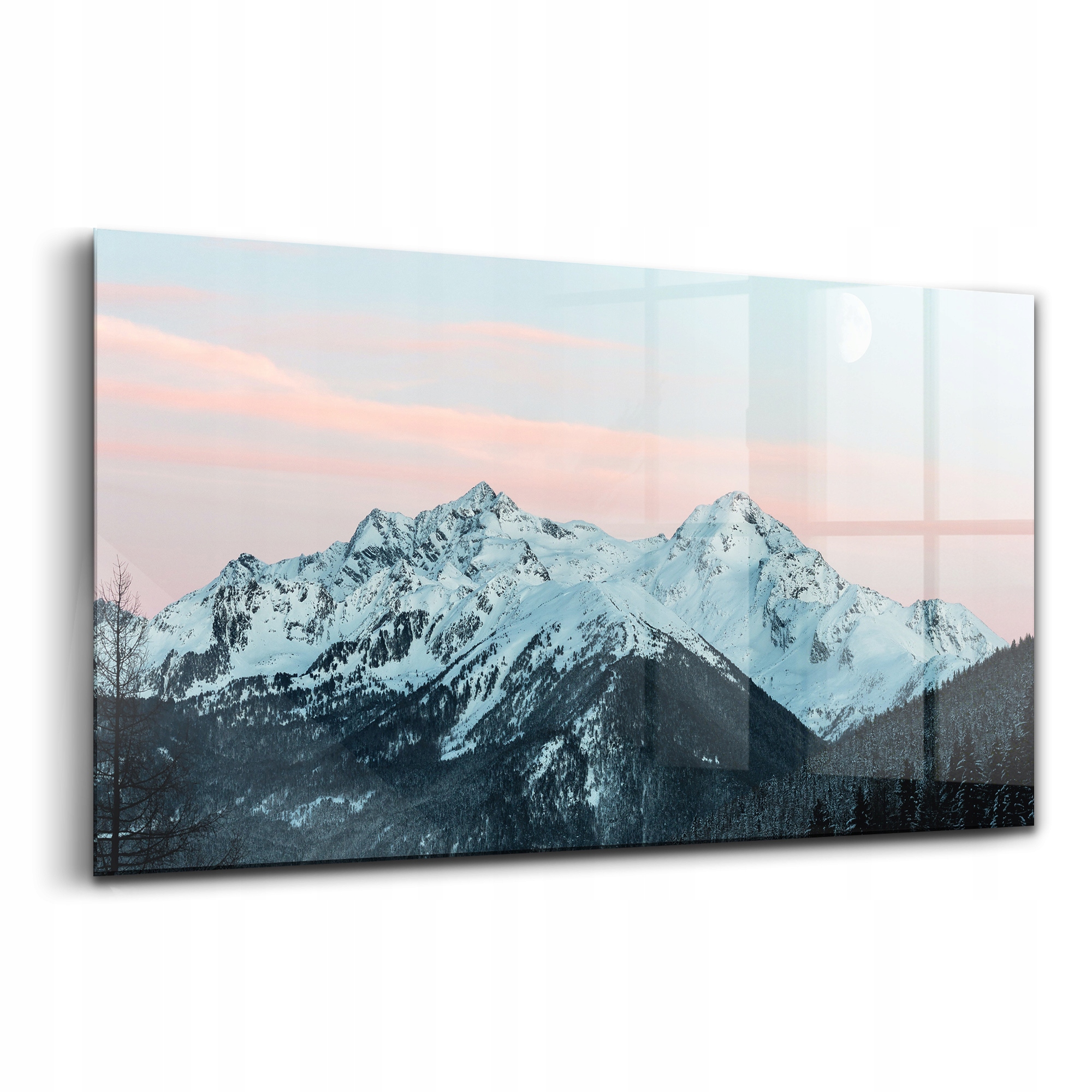 Obraz tvrzené sklo Horské pásmo v zimě 100x50 cm