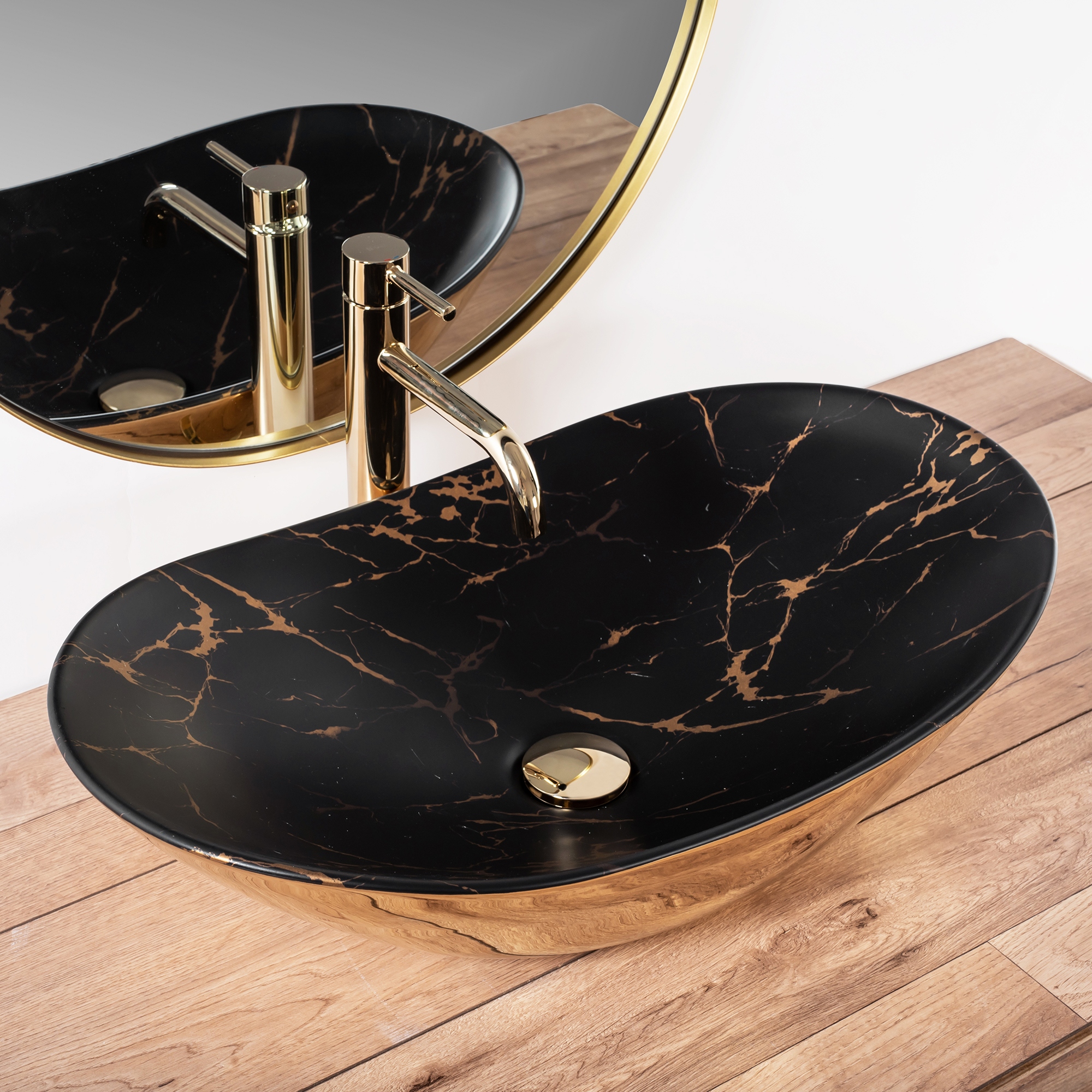 REA UMYWALKA ROYAL IN BLACK MARBLE GOLD REA-U8008 OWALNA Kod producenta REA-U8008
