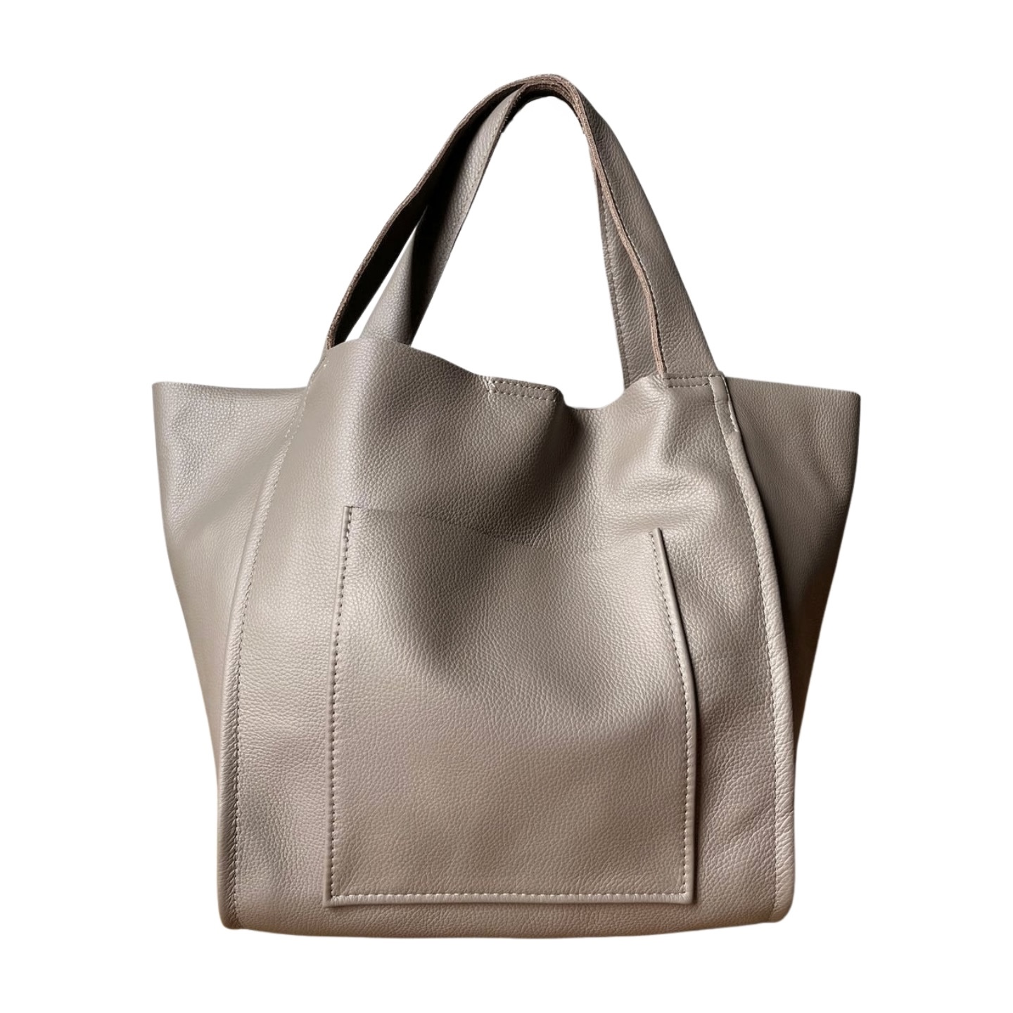 Taupe torebka skóra naturalna A4 shopper duży worek XL fango Vera Pelle