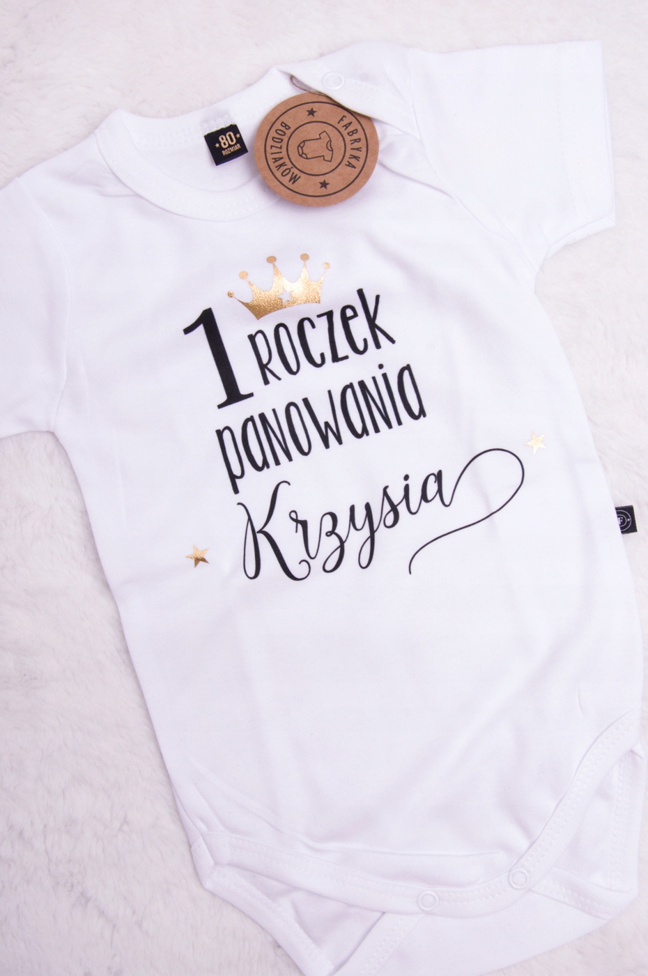 Body na ROCZEK dla chłopca z imieniem rozm. 80 Marka Fabryka Bodziaków