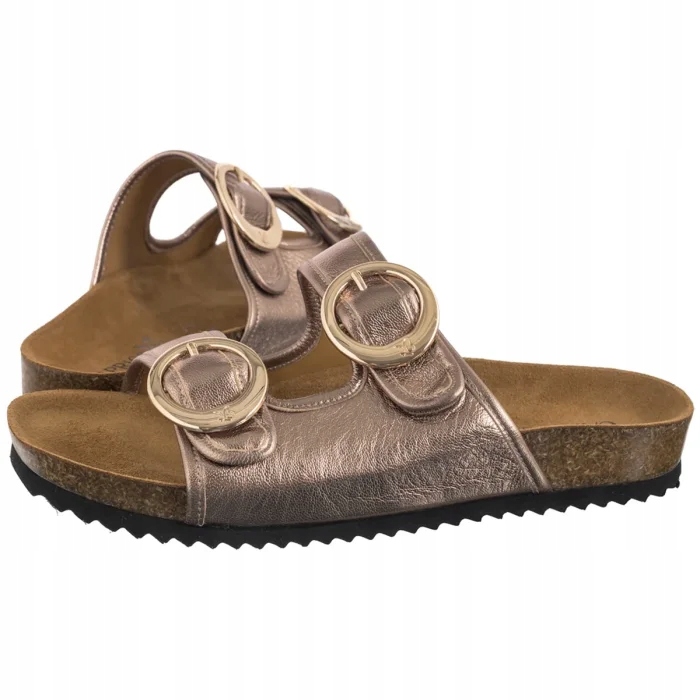 Kožené boty Dámské Nazouváky Caprice Zlaté 9-27403 Taupe Metallic