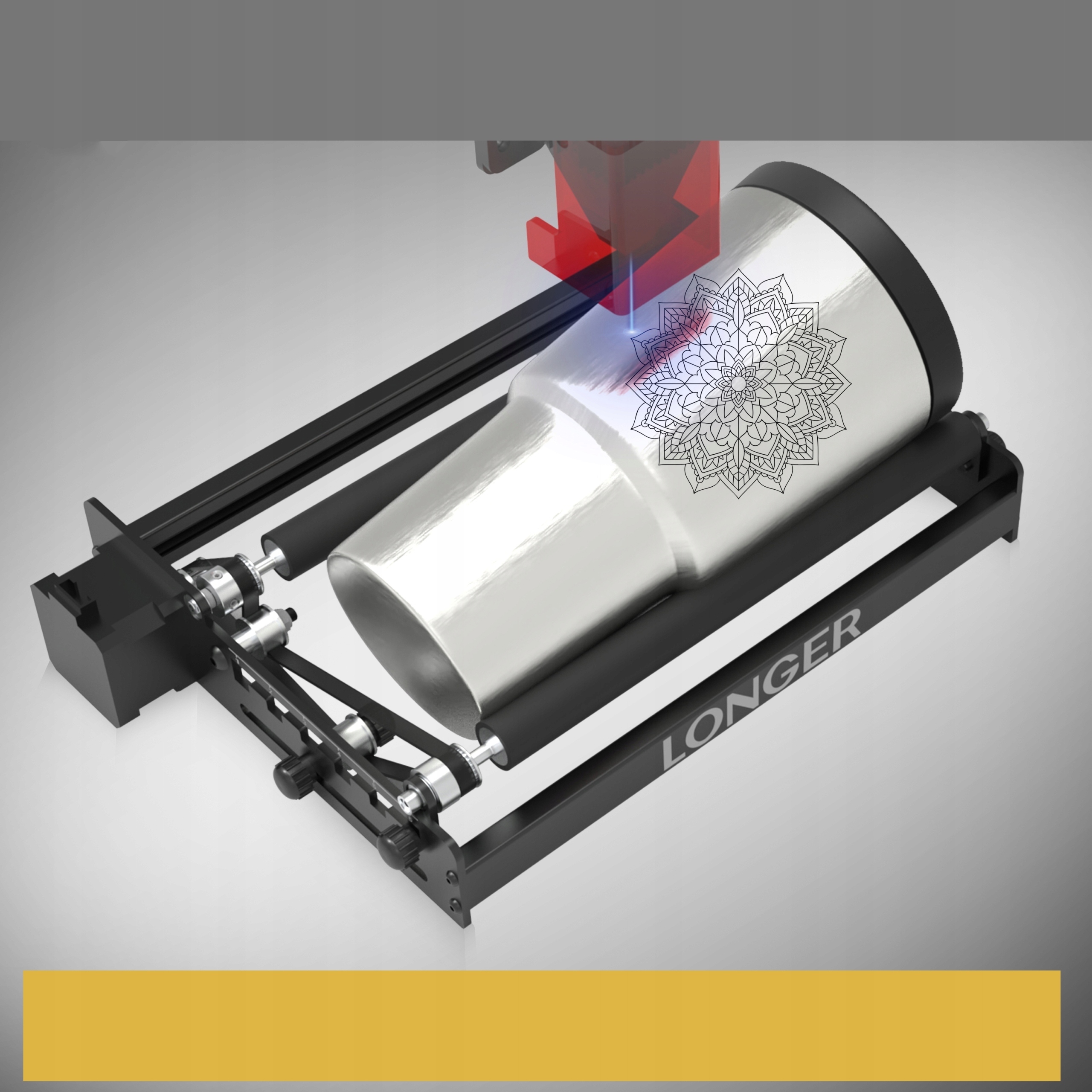 Laserowy wałek obrotowy w osi Y DŁUŻSZY, obrót o 360° Model LONGER Laserowy wałek obrotowy