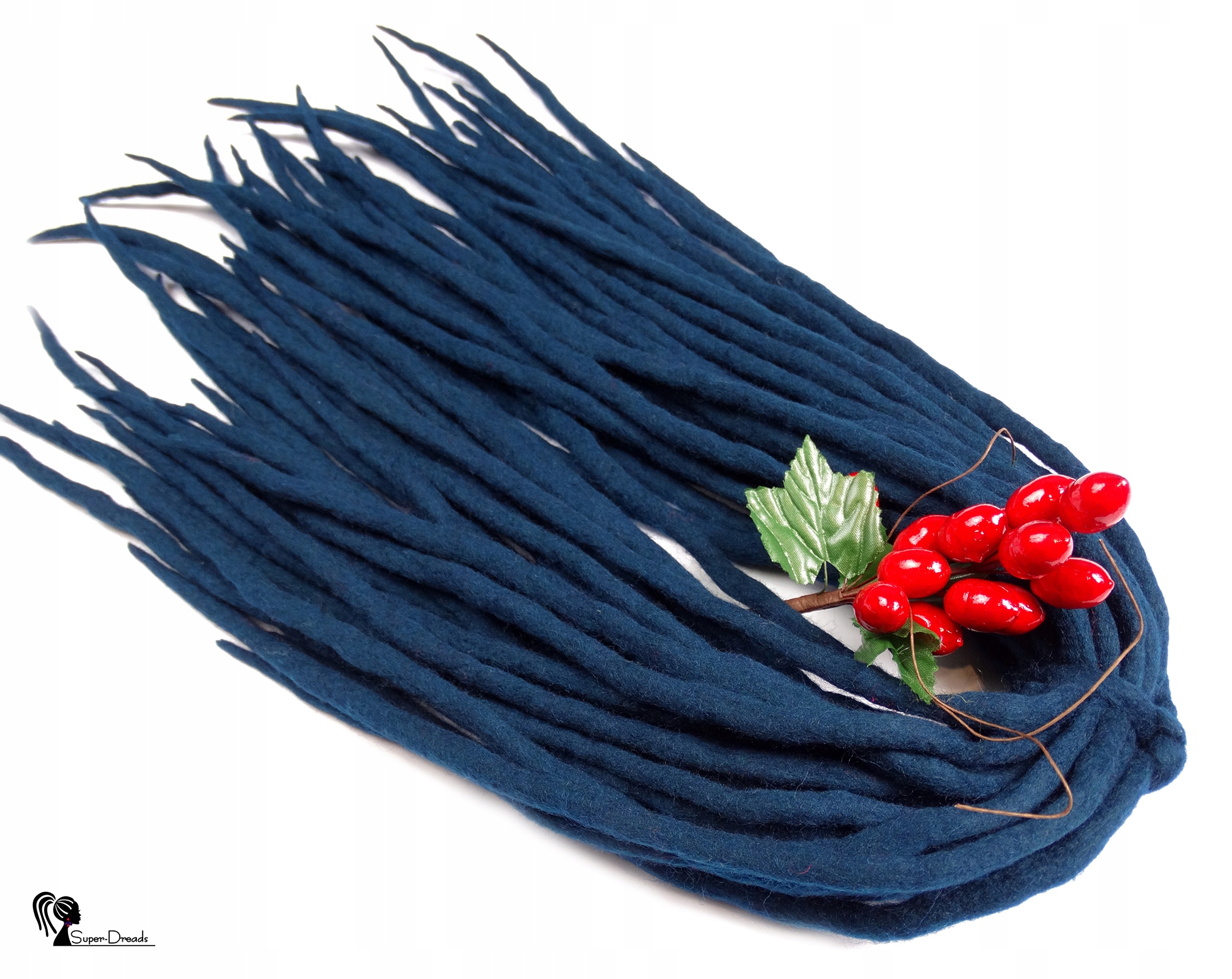 Vlněné pastelky Dredy, ručně vyráběné, tmavě tyrkysová barva, Temný Oceán, 40 kusů