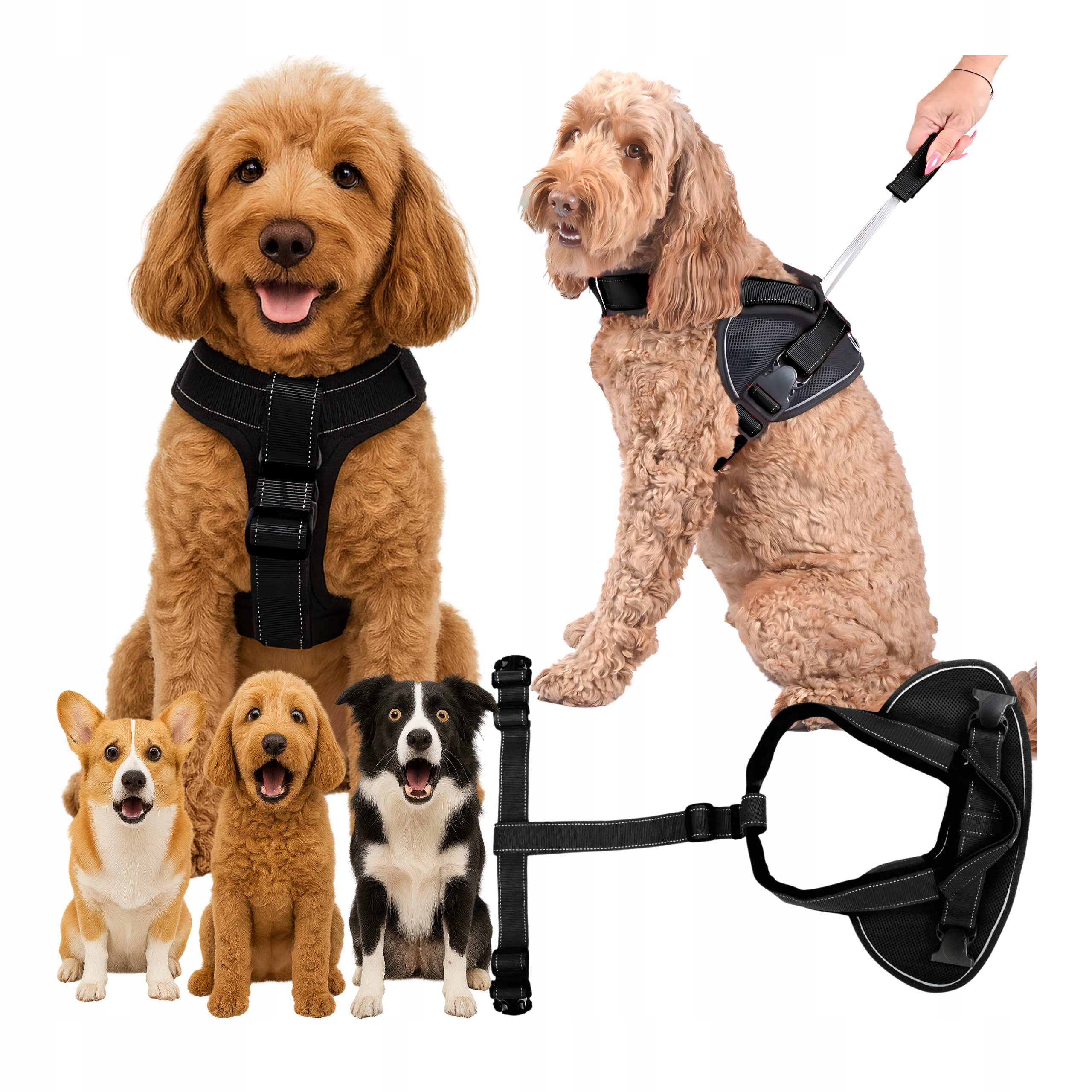 Levně Postroje pro Psa Beztlakové M Komfortní Reflexní Pohodlné Bezpečné Silné